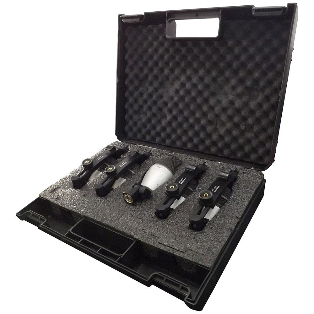 Samson 5-Piece Drum Microphone Kit - Professional Drum Mic Set for Live Performances & Studio Recording - Perfect for Drummers, Bands & Music Producers