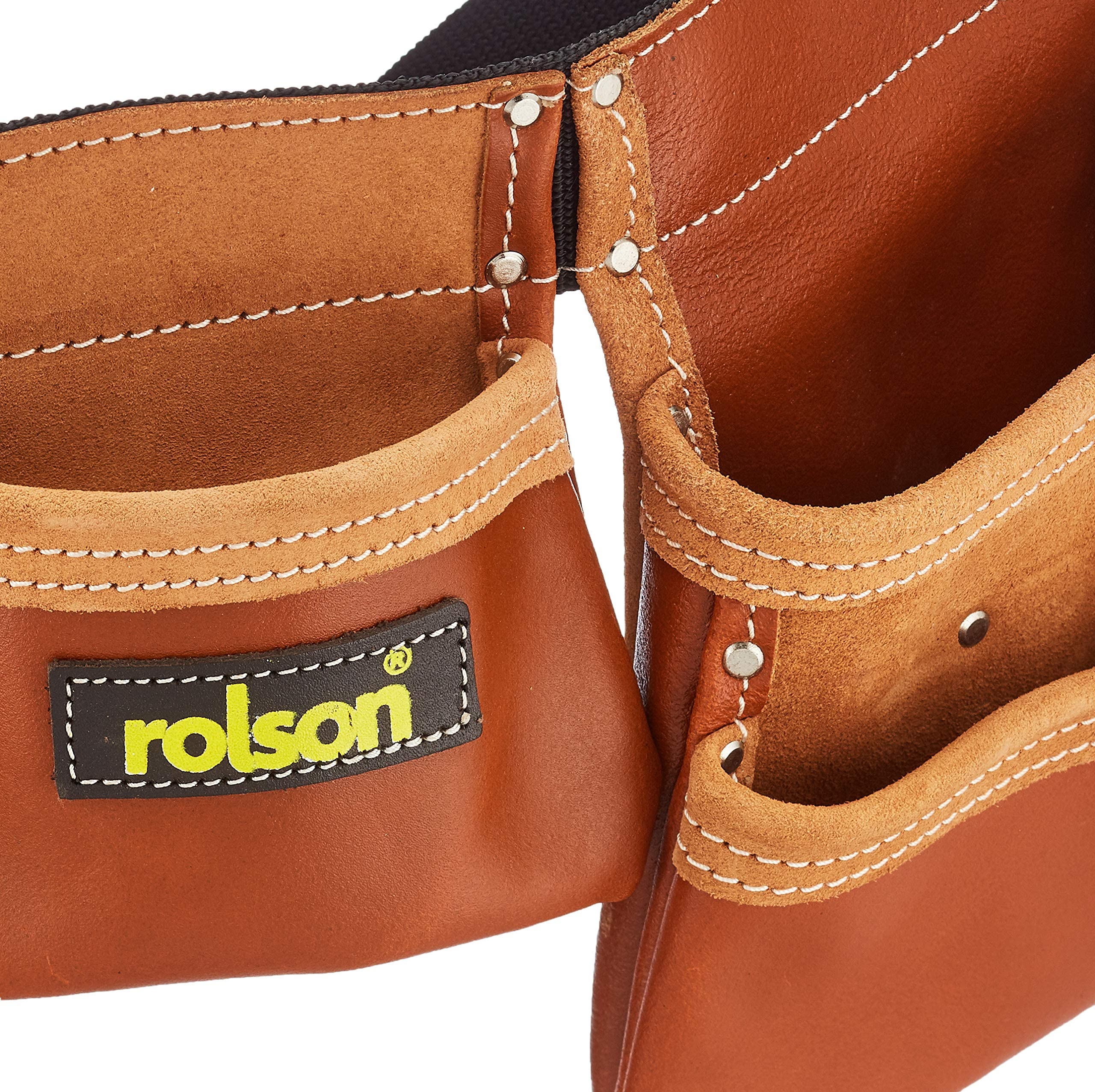 68878 Brown Double Tool Pouch - Heavy Duty Black Work Belt with 2 Pockets for Carpenters, Electricians & Construction Workers - Perfect for Tools, Nails & Hardware Storage on Job Sites