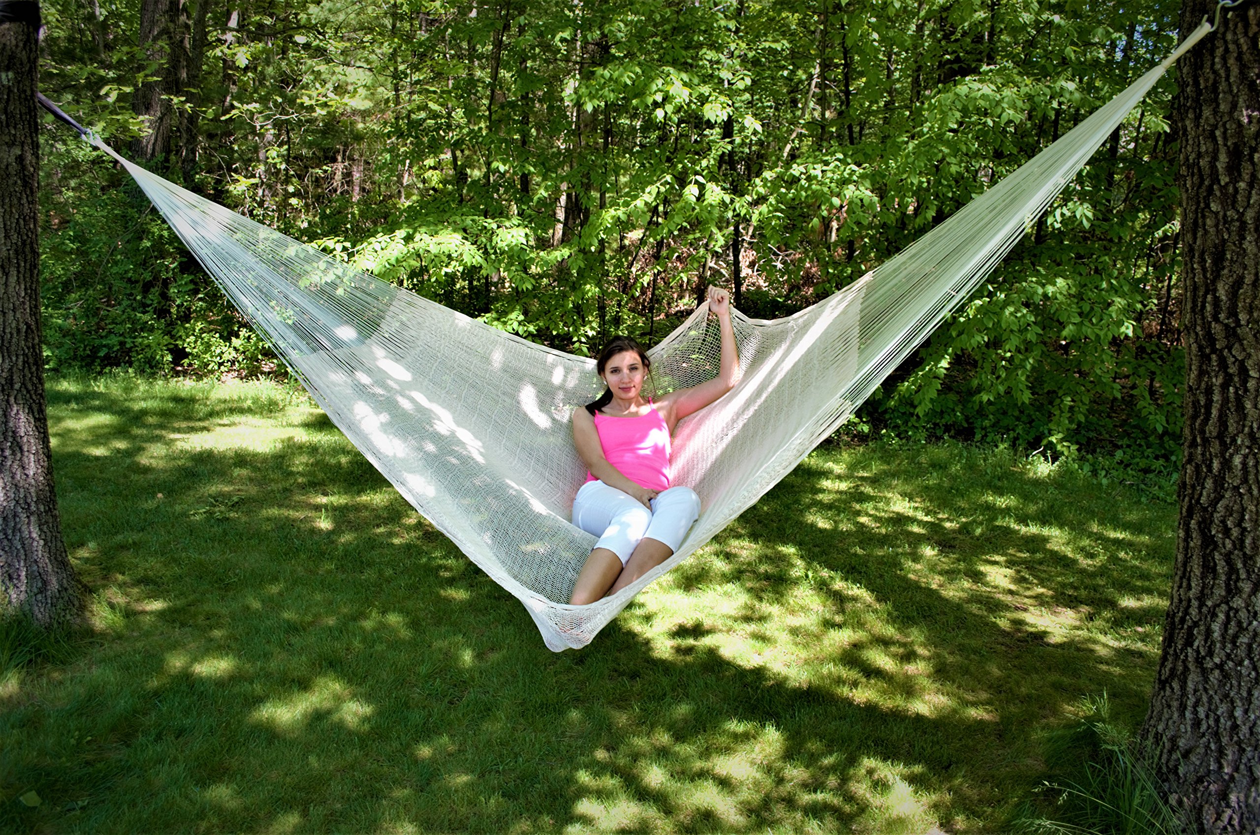 Breezy Point® Mayan Mexican Matrimonial Hammock - Double Size Cotton Rope Bed for Couples | Perfect for Backyard, Beach & Outdoor Relaxation | Handwoven Traditional Hammock with Spreader Bars