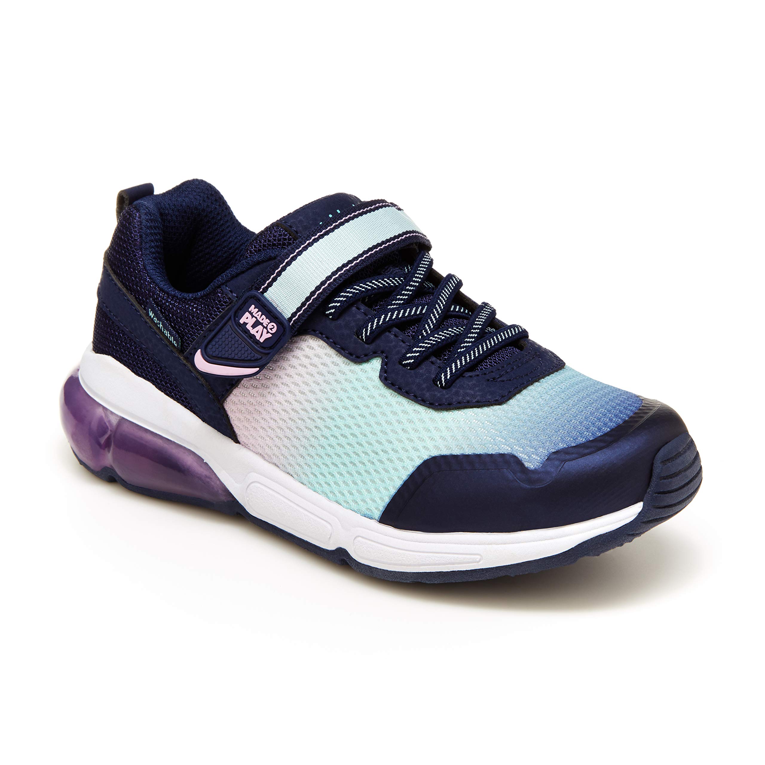 Stride Rite Girls Made2Play Radiant Bounce Sneaker - Navy Multi Color | 10.5 Wide Little Kid Size | Comfortable Lightweight Sneakers for Active Play, School & Everyday Wear