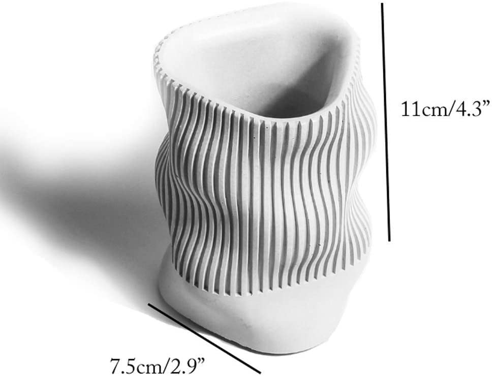 Concrete Pen Holder & Desk Organizer - Wavy Shape Pencil Cup for Office & Home, Minimalist Cement Pencil Holder for Men & Women | Perfect for Desks, Study Tables & Workspace Organization