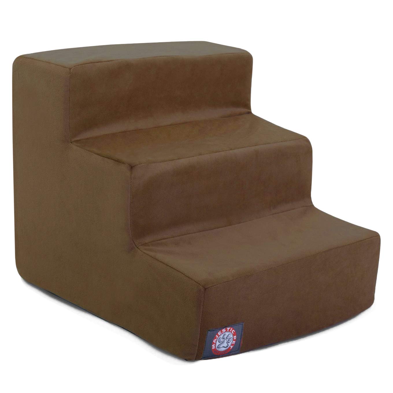 Majestic Pet 3-Step Portable Dog Stairs for Small Dogs - Supports Up to 250 lbs - Machine Washable Cover - Suede Chocolate - Pet Steps for High Beds & Sofas - Perfect for Elderly Pets & Post-Surgery Recovery