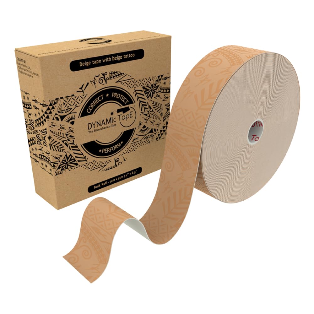 Dynamic Tape Original | Biomechanical Adhesive Tape for Knee, Ankle & Shoulder Support | Physio Tape for Muscle Pain Relief & Sports Injury Prevention | Football, Rugby, Running Athletic Tape | Beige 2