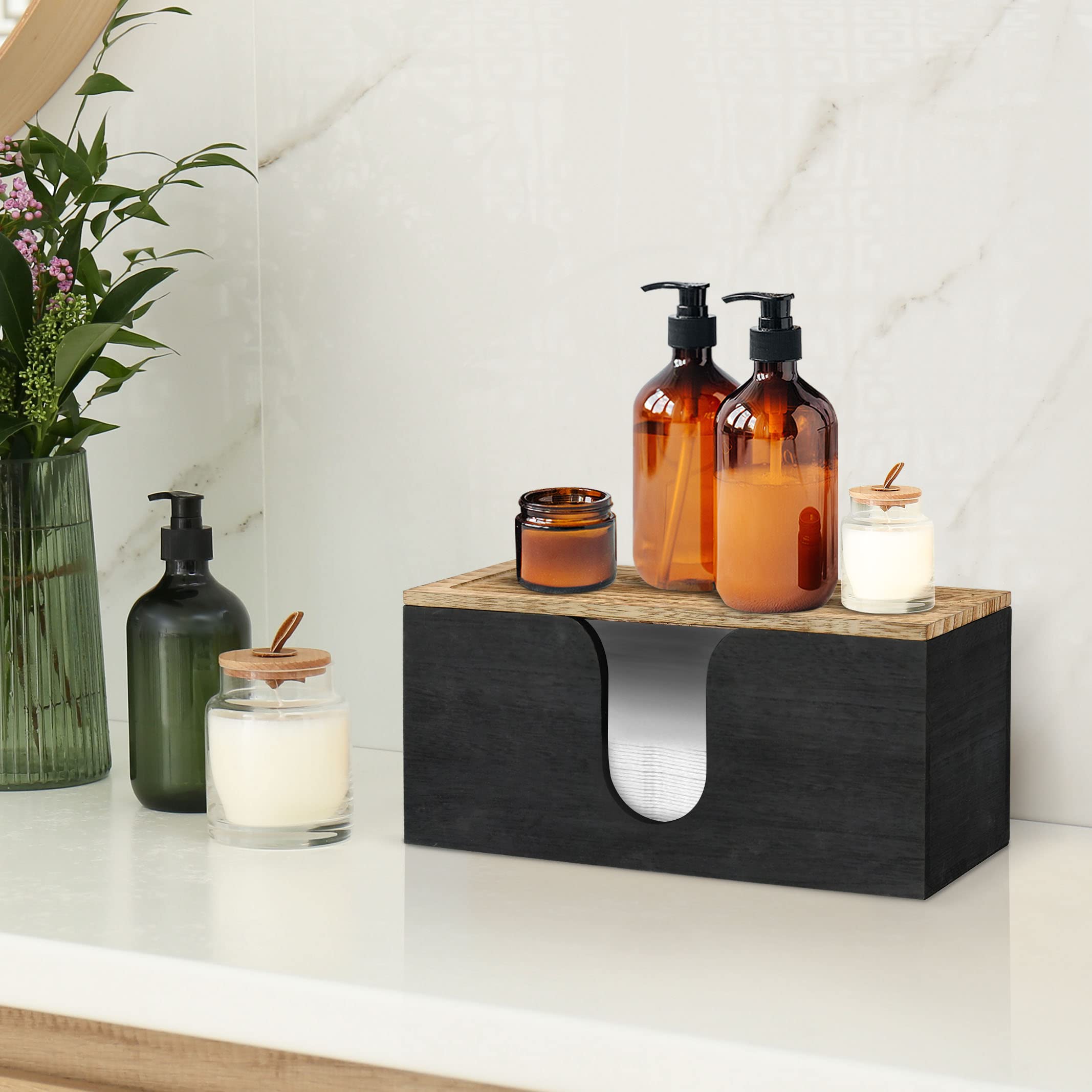 Solid Wood Wall Mounted Paper Towel Holder - Folded Paper Towel Dispenser with Lid for C-Fold, Z-Fold & Trifold Towels | Commercial & Home Use in Bathroom, Kitchen, Office (Natural Wood Finish)