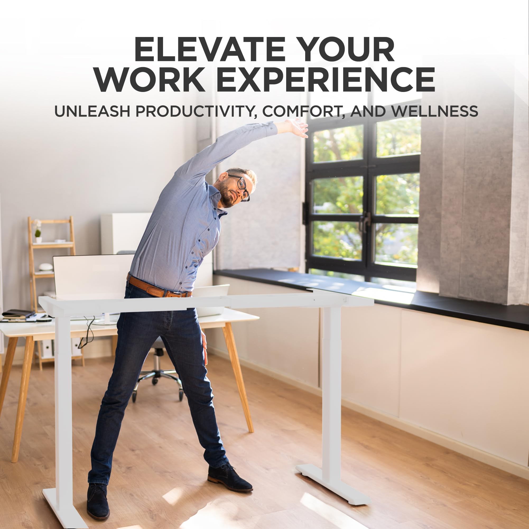 Rise Up Electric Standing Desk Legs - Dual Motor Adjustable Height Frame with Memory Function for Sit Stand Workstation | Perfect for Home Office, Gaming & Workspace Ergonomics
