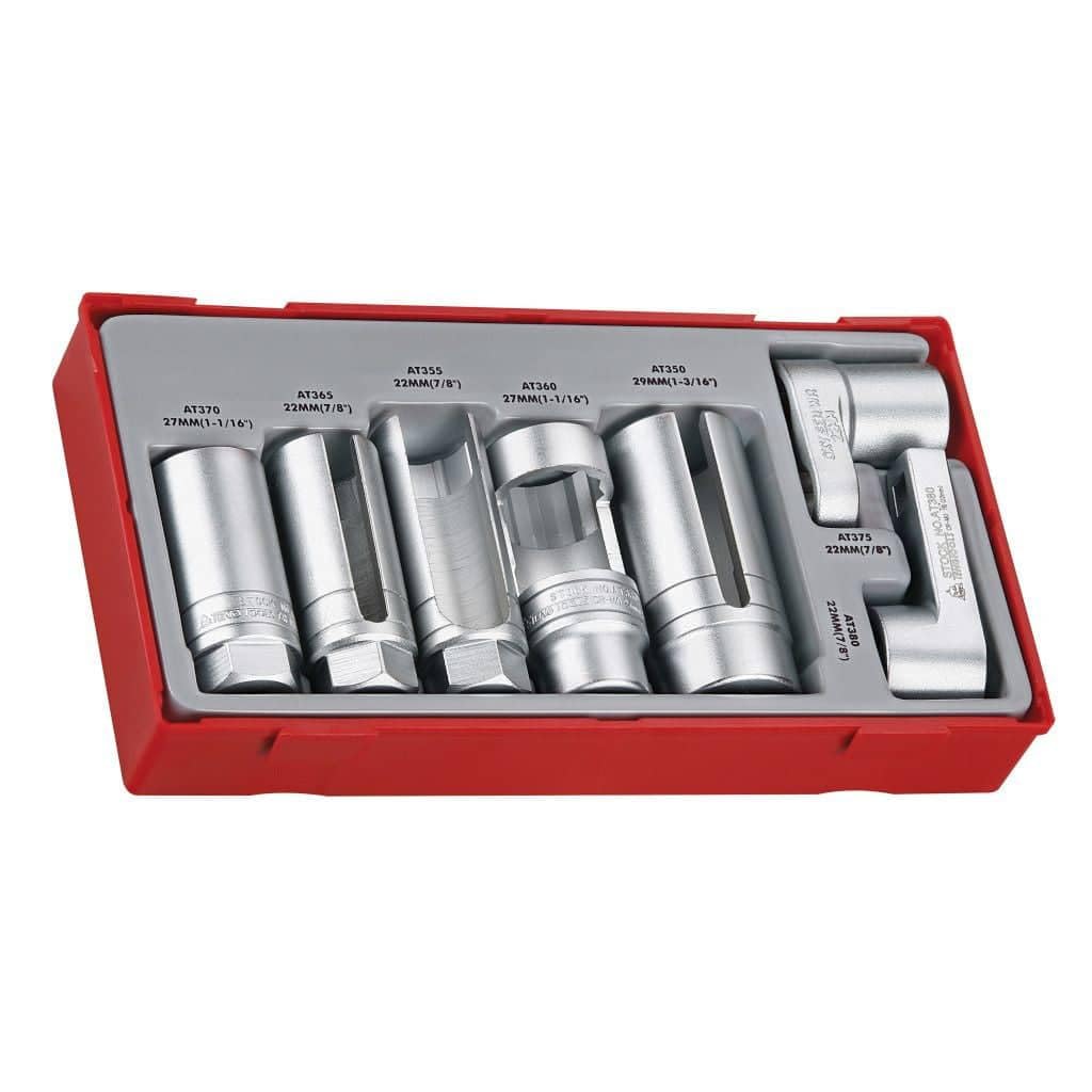 Teng Tools 7-Piece Automotive Socket Set for Oxygen Sensor, Fuel Injector, Vacuum Switch & Oil Sender - Professional Mechanic Tool Kit (TTSS07) | Perfect for DIY Car Repairs & Engine Maintenance