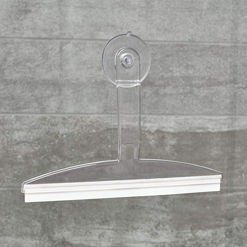 iDesign Classic Suction Shower Squeegee - Bathroom Window Glass Cleaner with Strong Suction Cups for Streak-Free Shine - Perfect for Shower Doors, Mirrors & Tiles