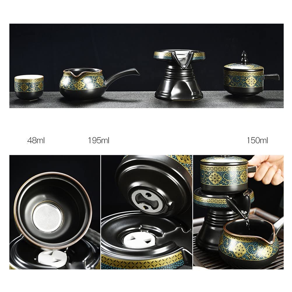 Premium Chinese Gongfu Tea Set - Ceramic Teapot with 6 Cups & Saucers, Tea Tray & Travel Case | Traditional Japanese Style Buddha Zen Tea Ceremony Set for Home, Office & Travel Use