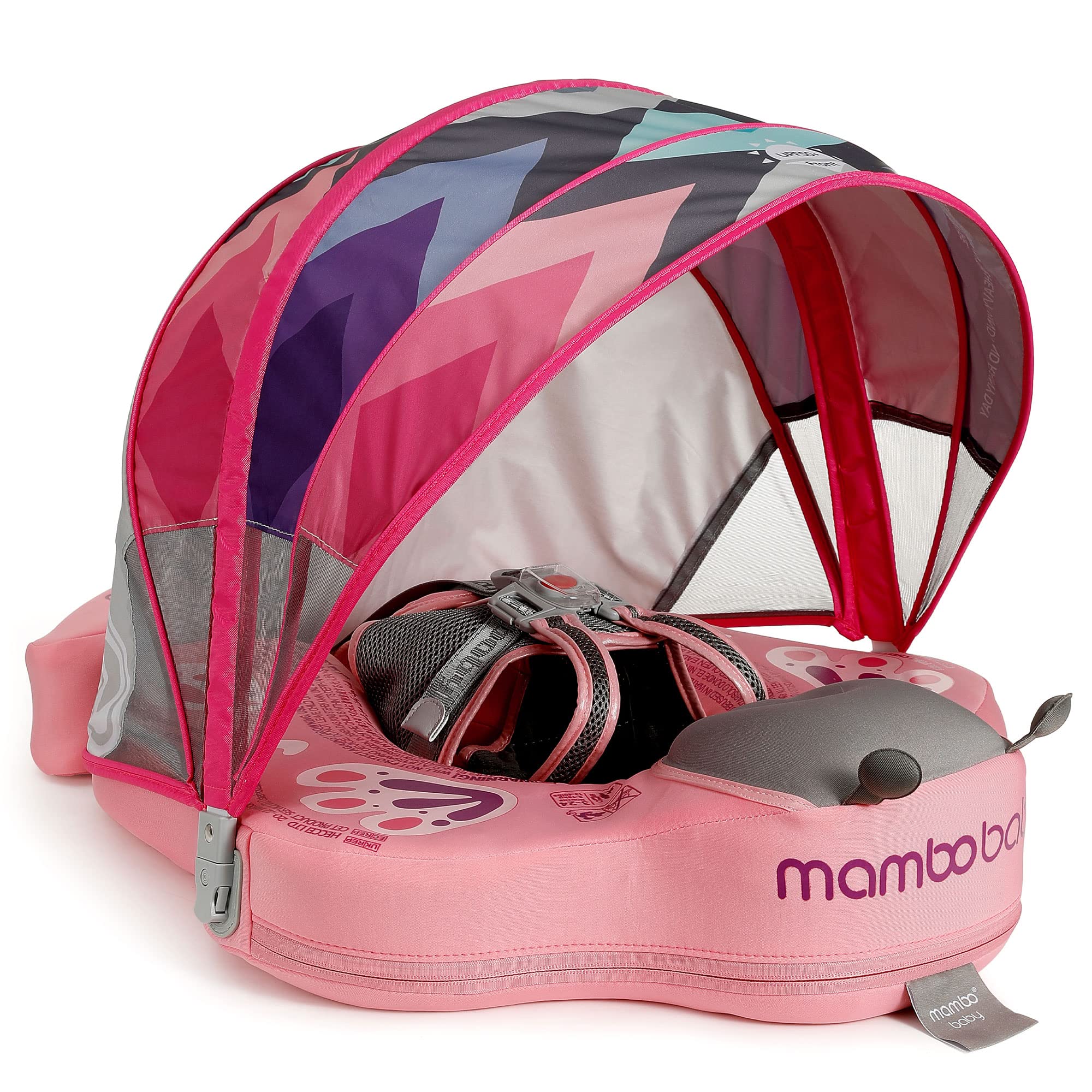 HECCEI Mambobaby Baby Butterfly Float with Sun Canopy – Pink, Inflatable Pool Float for Infants & Toddlers, Perfect for Beach, Pool, or Summer Water Play