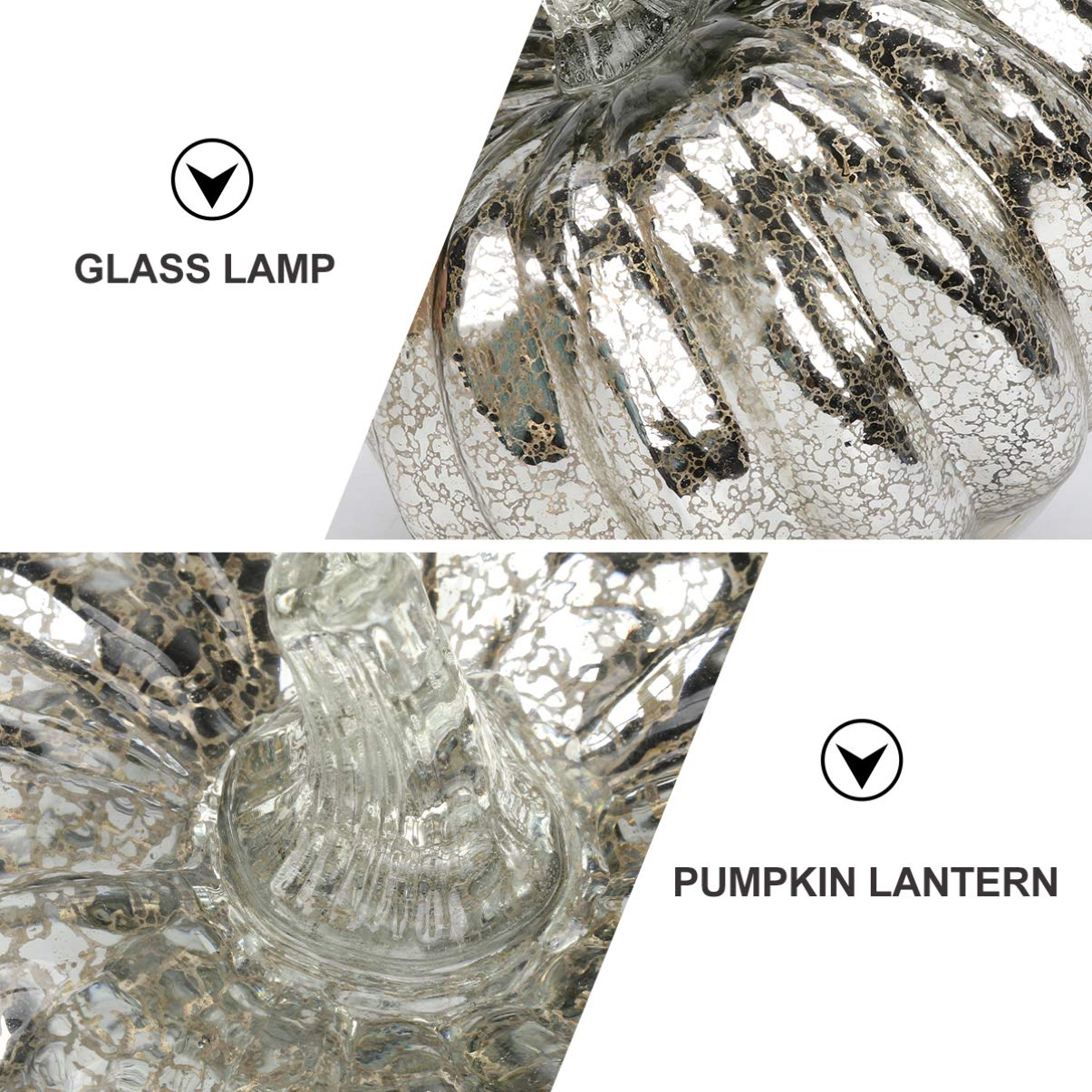 Silver Halloween Pumpkin LED Table Lamp - Glass Fall Decor for Home, Party & Office (Battery Not Included) | Perfect for Halloween Decorations, Thanksgiving Centerpiece & Cozy Autumn Ambiance