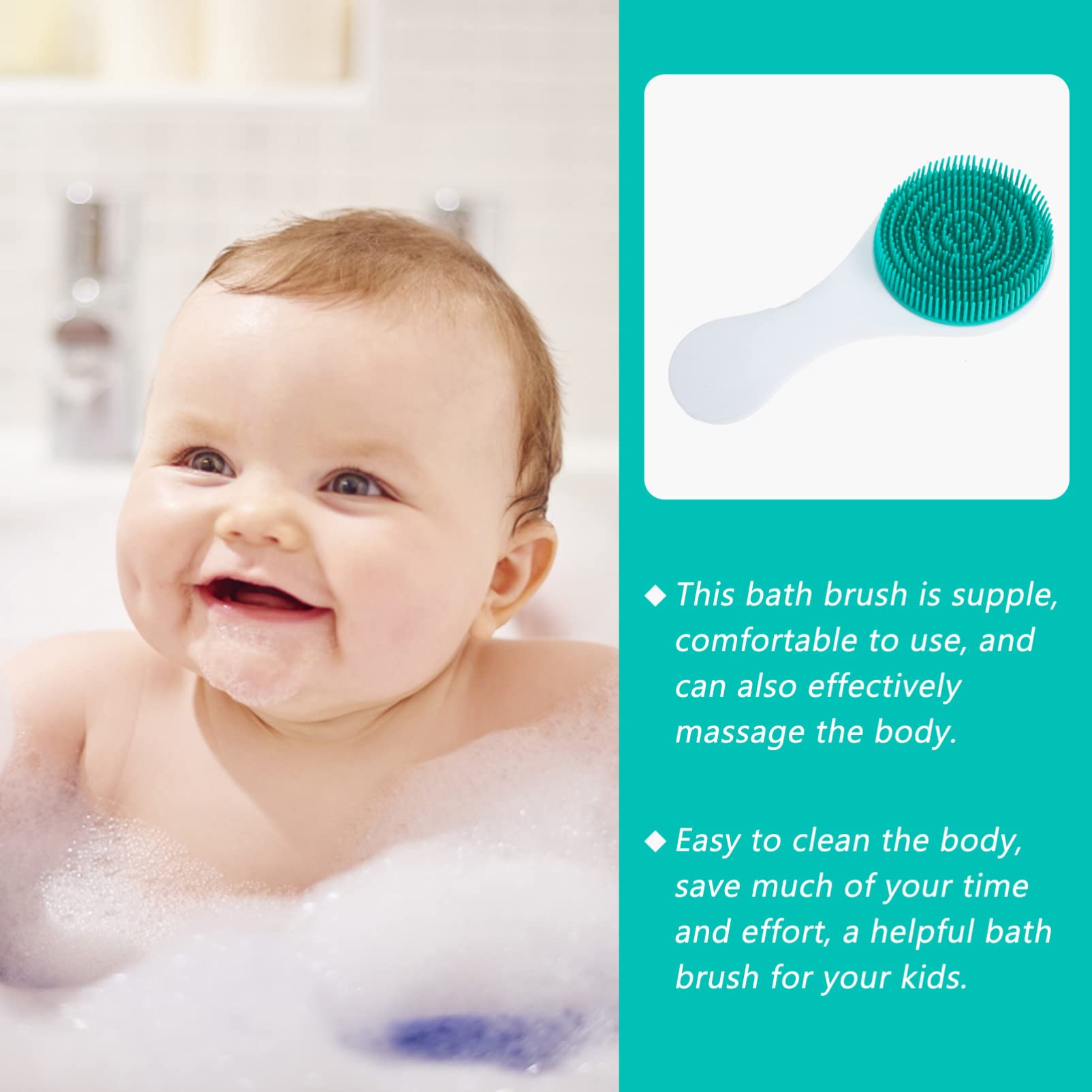 Baby Bath Brush - Silicone Shampoo Scrubber for Newborns & Kids - Gentle Exfoliator & Massage Brush for Bath Time