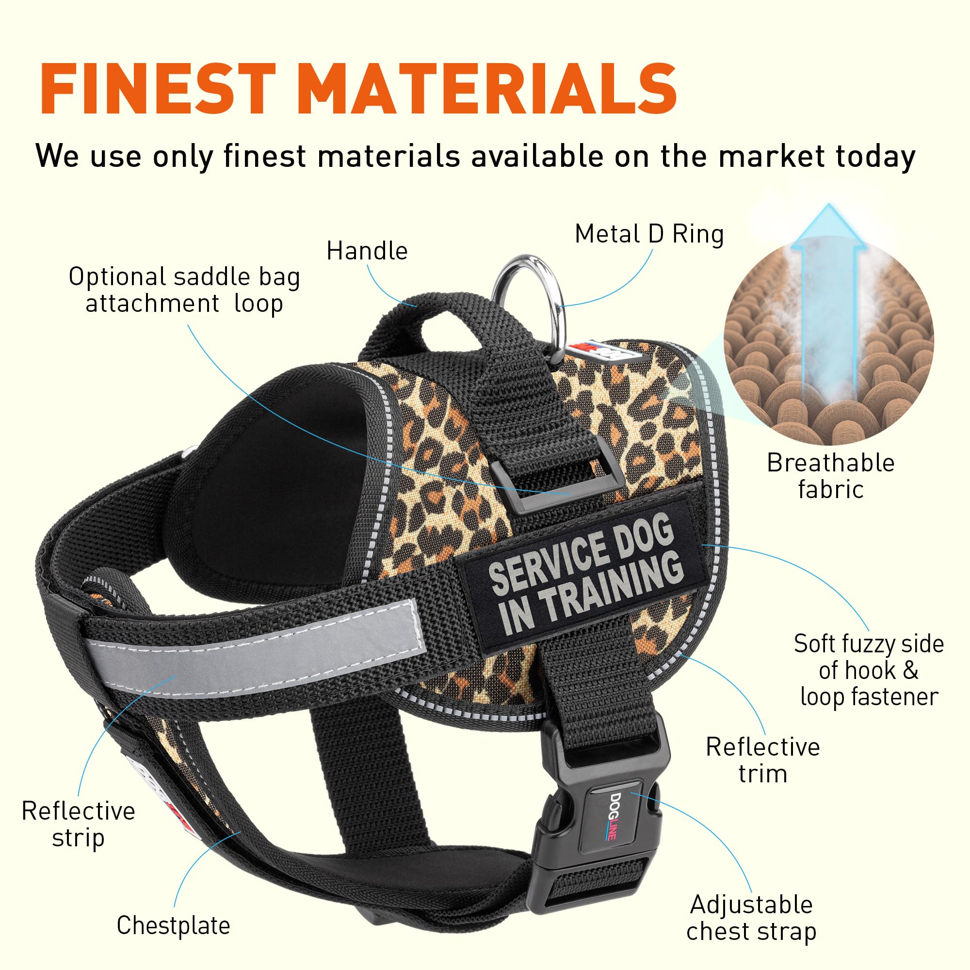 **Unimax Dog Harness Vest with Service Dog Patch - Reflective, Adjustable & Breathable Neoprene for Training, Medical & Identification (Girth 36-46