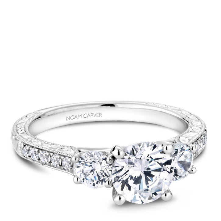 14K White Gold Diamond Engagement Ring for Women - Noam Carver B206 01A - Perfect for Proposals, Weddings & Anniversaries