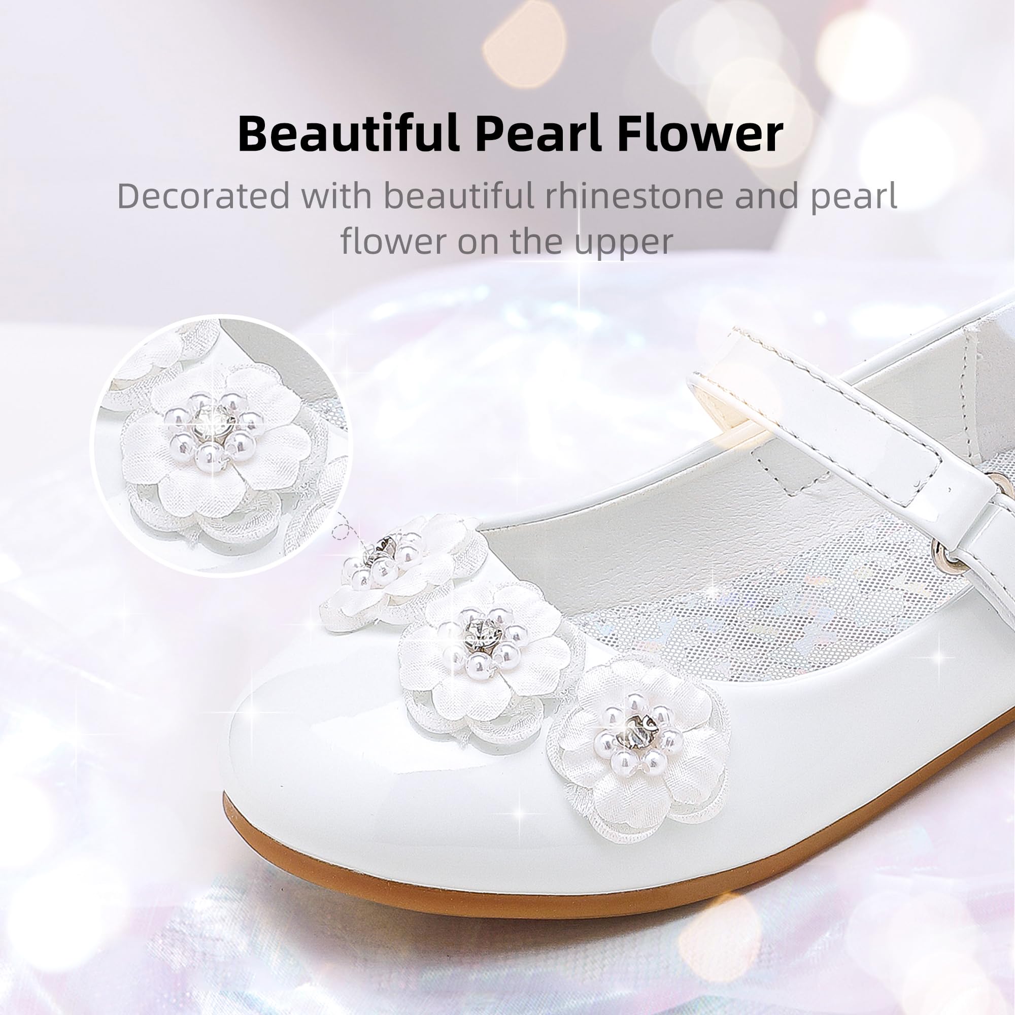 Flower Girl Shoes for Toddlers & Kids - Comfortable Low Heel Princess Wedding Flats | Perfect for Weddings, Pageants & Special Occasions
