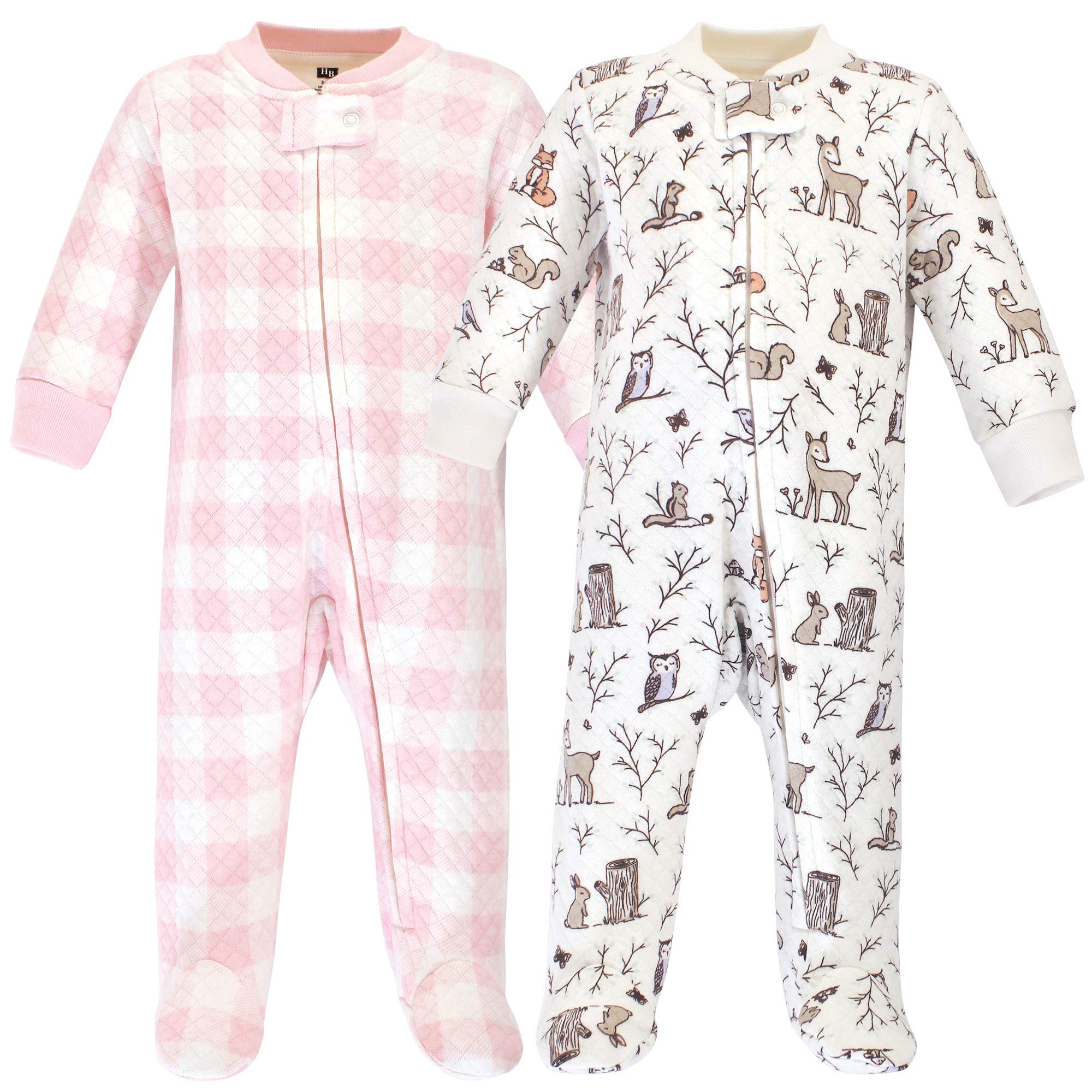Hudson Baby Girls' Quilted Sleep & Play for Cozy Nights