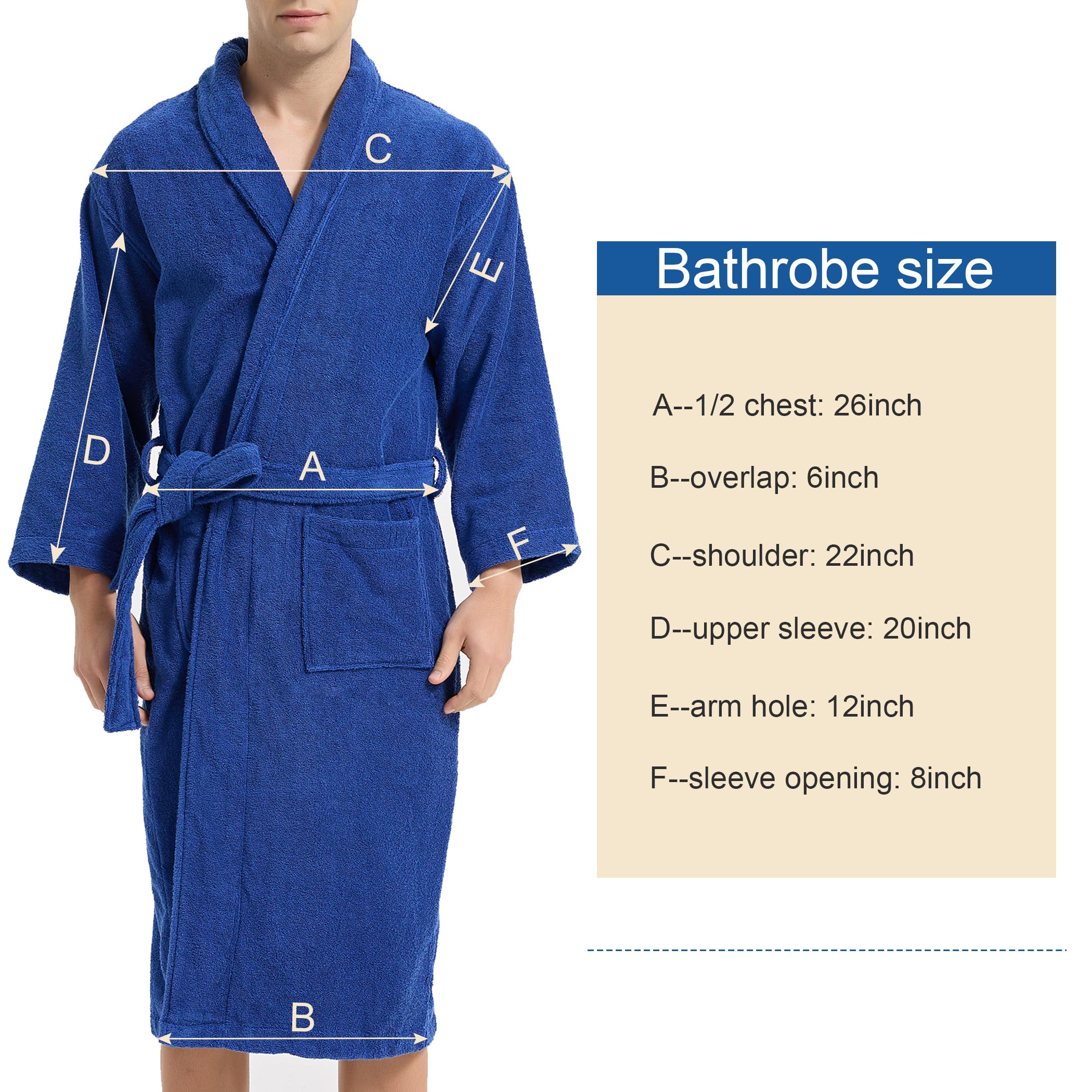 Luxury Cotton Terry Cloth Bathrobe for Men & Women - Thick Plush Hotel Style Robe - Unisex Long Sleeve Classic Towel Robe - Perfect for Spa, Home Relaxation & Gift Giving
