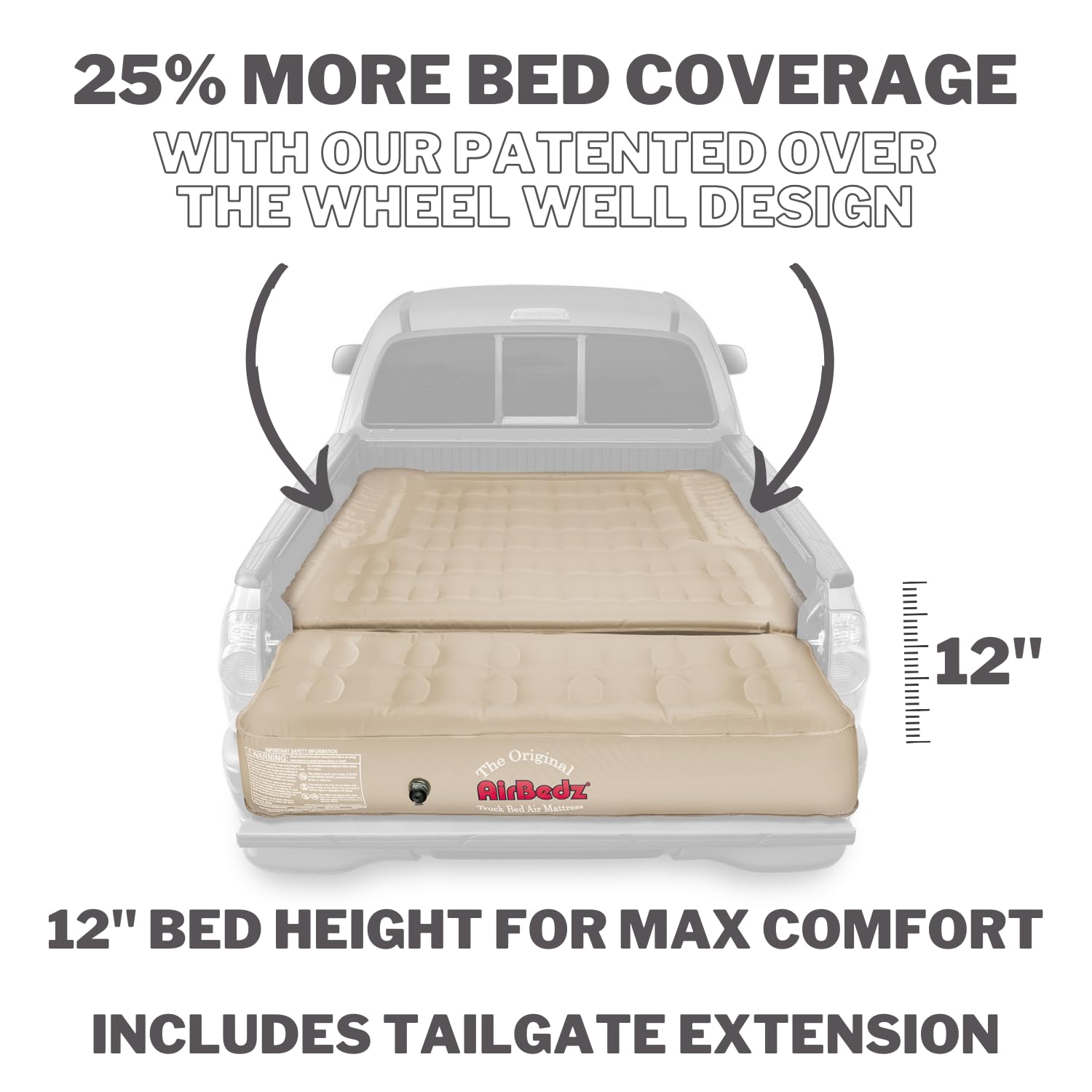 Pittman Truck Bed Air Mattress - 5.5ft to 5.8ft Full Size Short Bed Airbedz for Pickup Trucks | 25% More Coverage | Waterproof & Durable Camping Mattress for Outdoor Adventures, Road Trips & Tailgating