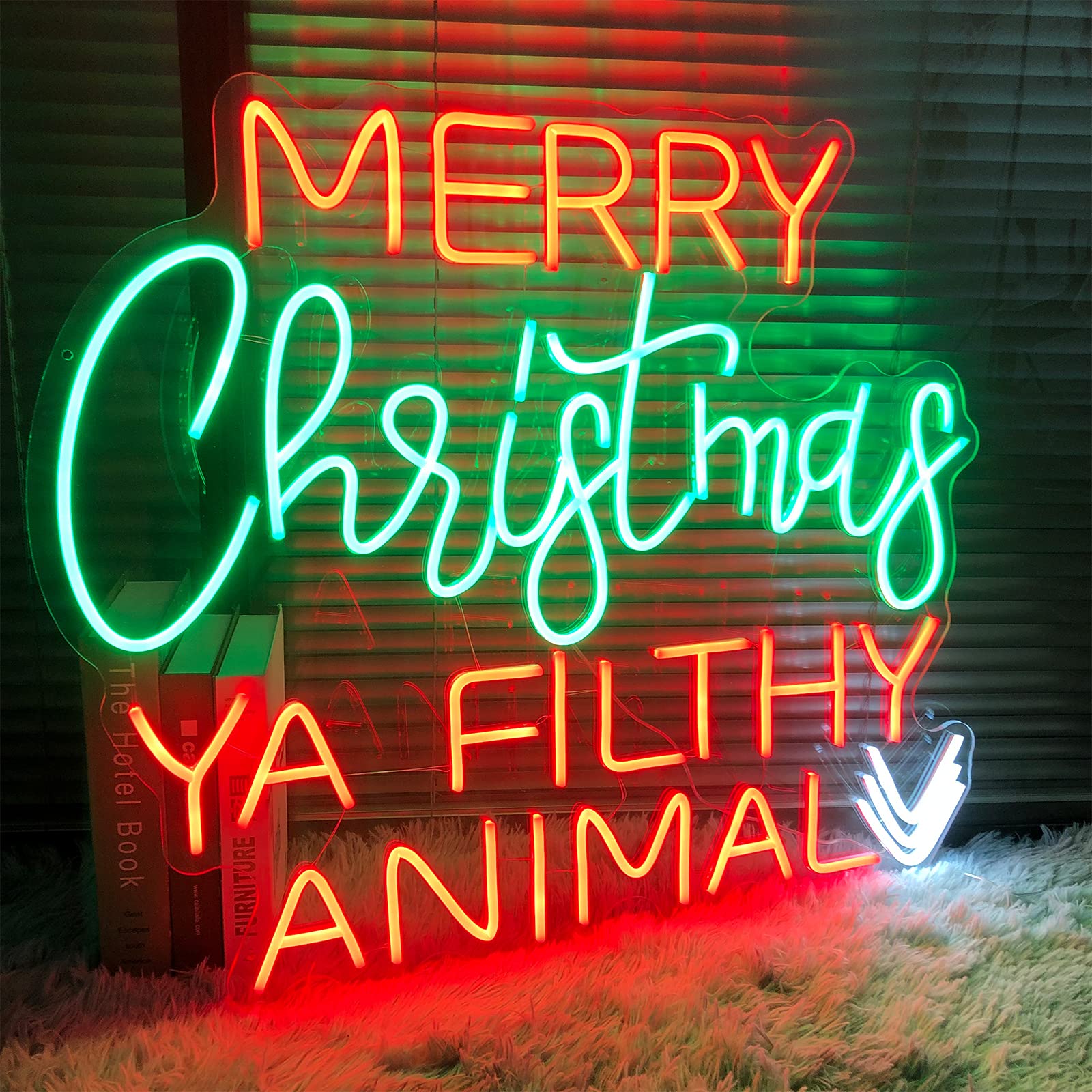 Custom Christmas Neon Signs - Adjustable Brightness LED Wall Decor for Bedroom, Bar, Party & Wedding | 19.6×16.5 Inch Acrylic Flex Light Sign in Red/Green (Perfect for Holiday Home Decor & Gift Giving)