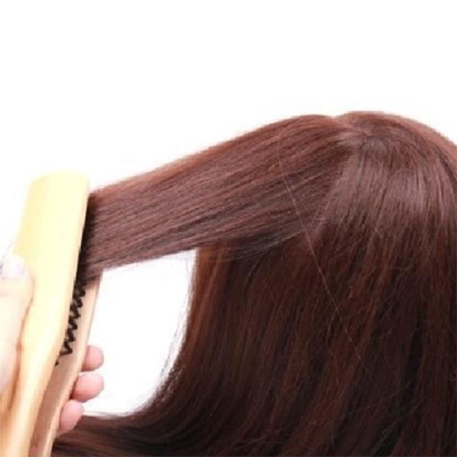 Double-Sided Wooden Hair Straightener Brush - Professional Salon Clamp Styling Tool for Smooth & Shiny Hair at Home or Salon