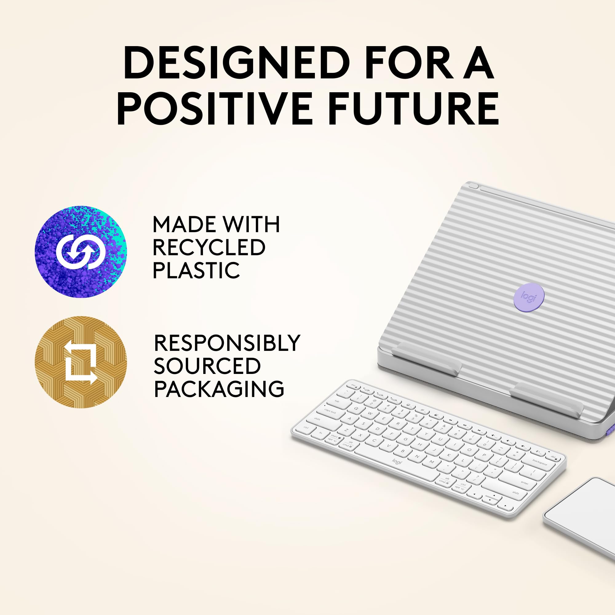 Logitech Casa Pop Up Desk Work From Home Kit with Laptop Stand, Wireless Keyboard & Touchpad - Bluetooth, USB C Charging for 10-17