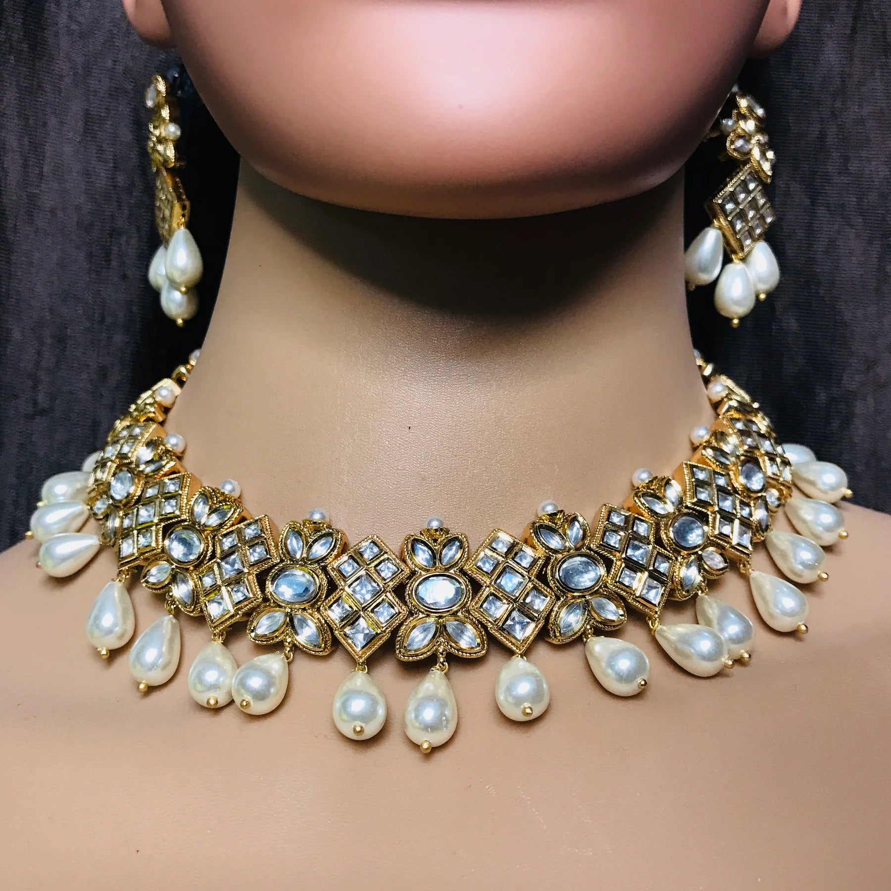 Luxury Gold Plated Royal Kundan Necklace and Earrings Set | Indian Bridal Jewelry | Perfect for Weddings, Parties & Special Occasions