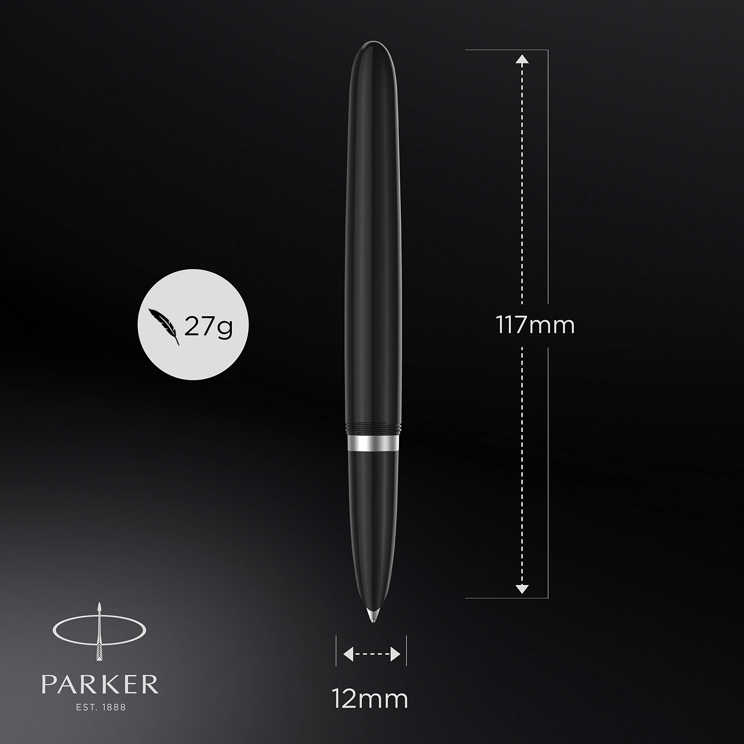 PARKER 2123494Z Fountain Pen - 51 Black CT Fine Point with Gift Box | Authentic Imported Writing Instrument for Professionals, Students & Gift Giving | Perfect for Signatures, Calligraphy & Everyday Use
