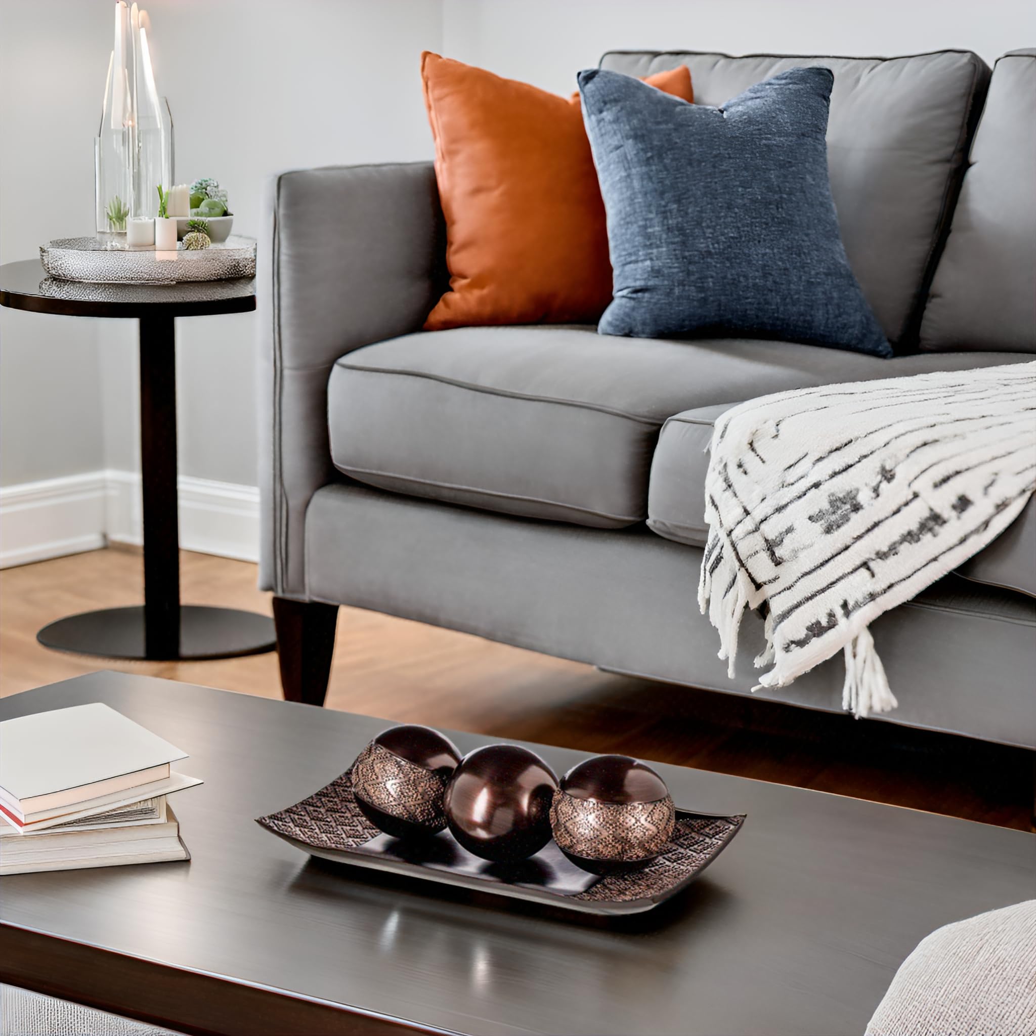 Creative Scents Dublin Brown Decorative Tray & Ball Set - Elegant Home Decor for Living Room, Entryway & Dining Table | Perfect Centerpiece for Coffee Tables, Console Tables & Housewarming Gifts | Stylish Accent Bowl for Modern Home Decor