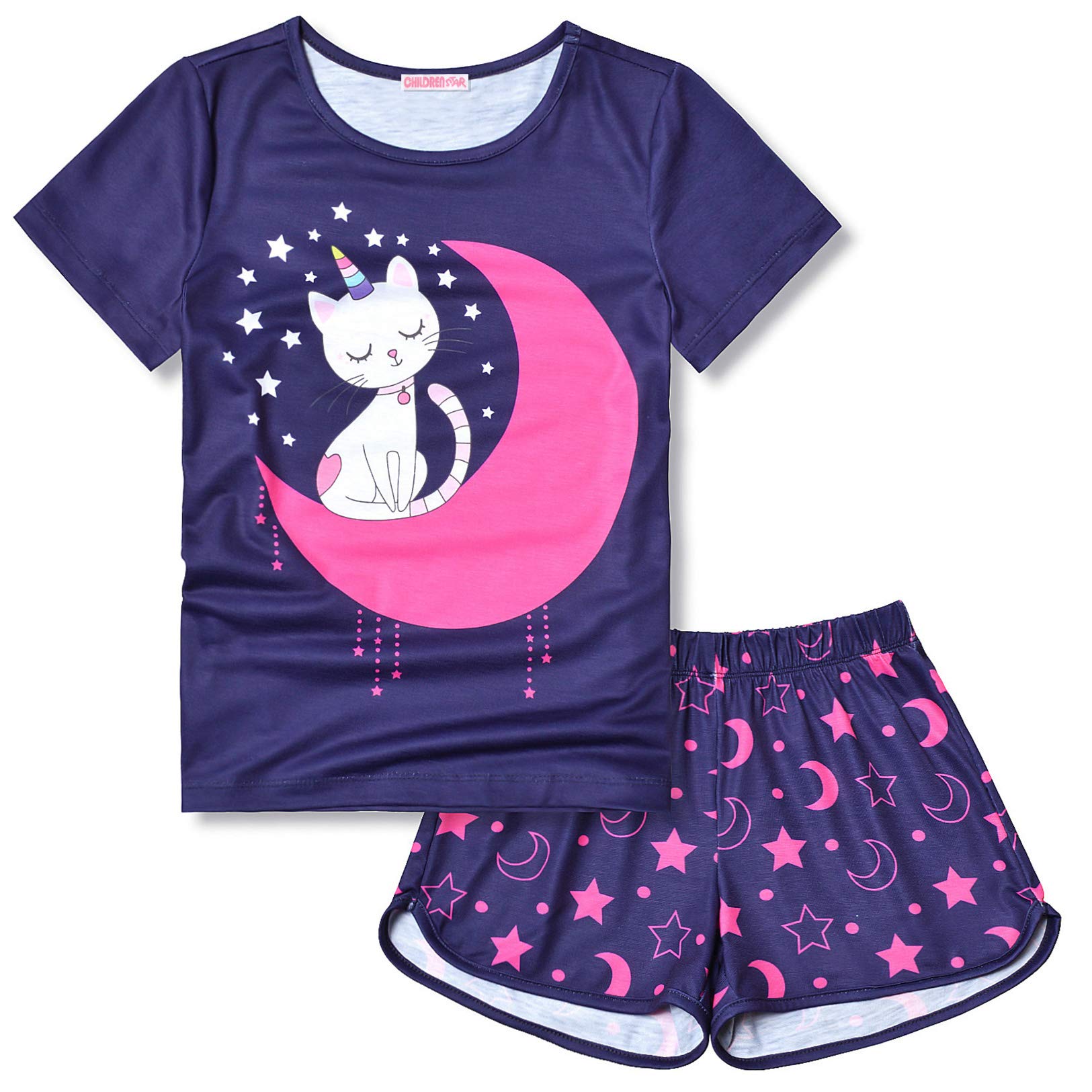 Girls Cotton Pajama Sets - Summer Short Sleeve Sleepwear for Kids & Toddlers - Perfect for Bedtime & Sleepovers