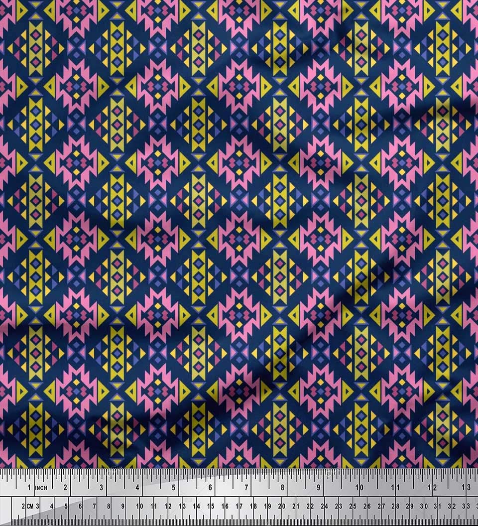 Soimoi Moss Georgette Brown Fabric by The Yard - 42 Inch Wide Aztec Geometric Printed Material for Dresses, Curtains & Home Decor | Tribal Contemporary Fashion Fabric for DIY Sewing Projects