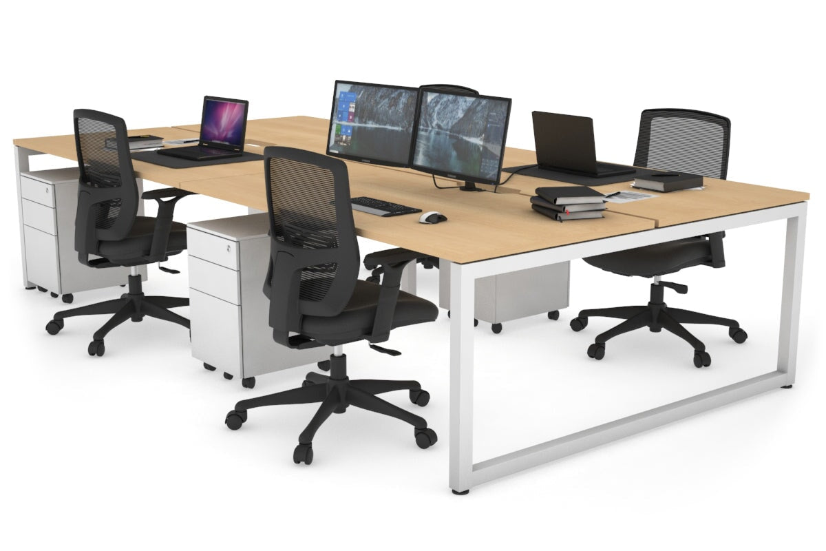 Quadro Loop Legs 4 Person Office Workstation - 1800L x 800W with Cable Management Scallop - Ideal for Collaborative Workspaces & Open Office Environments