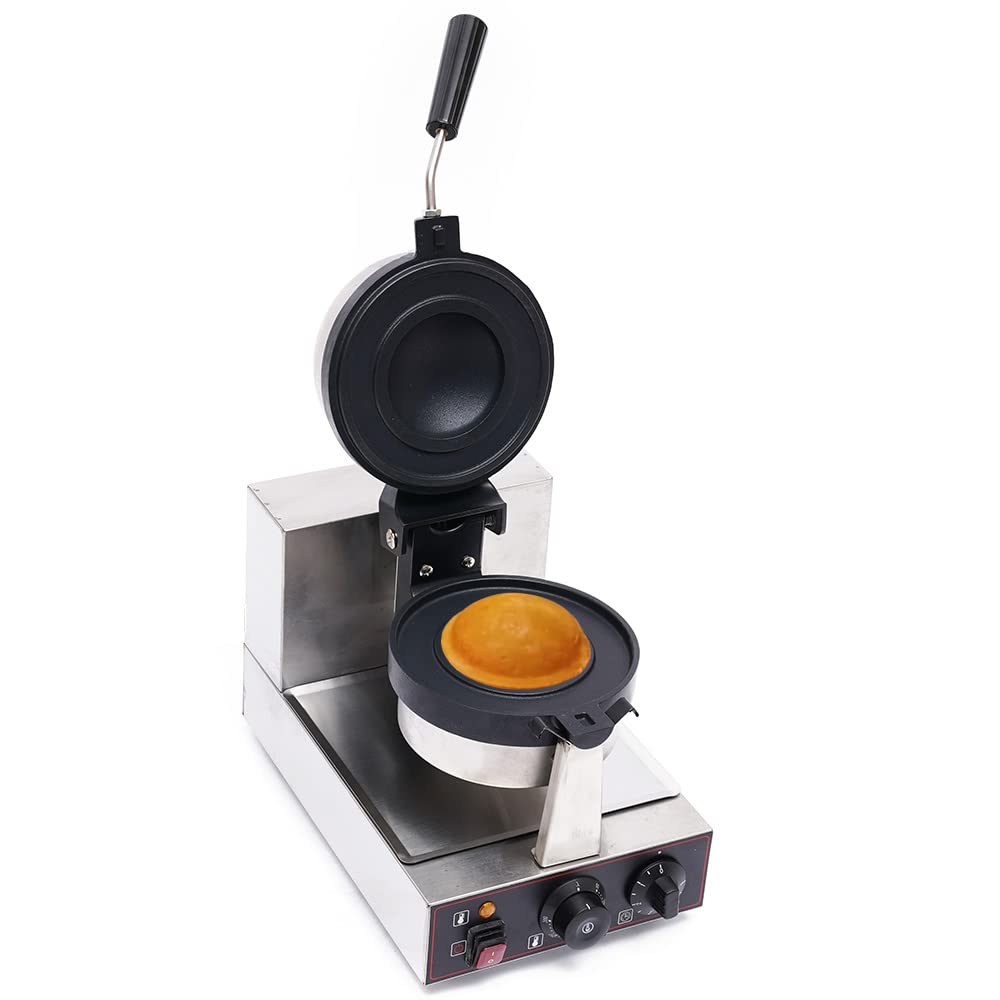 Commercial Electric Waffle Maker - Non-Stick Panini Press & Burger Machine - Stainless Steel Ice Cream Cone Baker - 1000W Single Head for Waffles, Paninis, Burgers - Perfect for Restaurants, Cafes & Home Breakfast