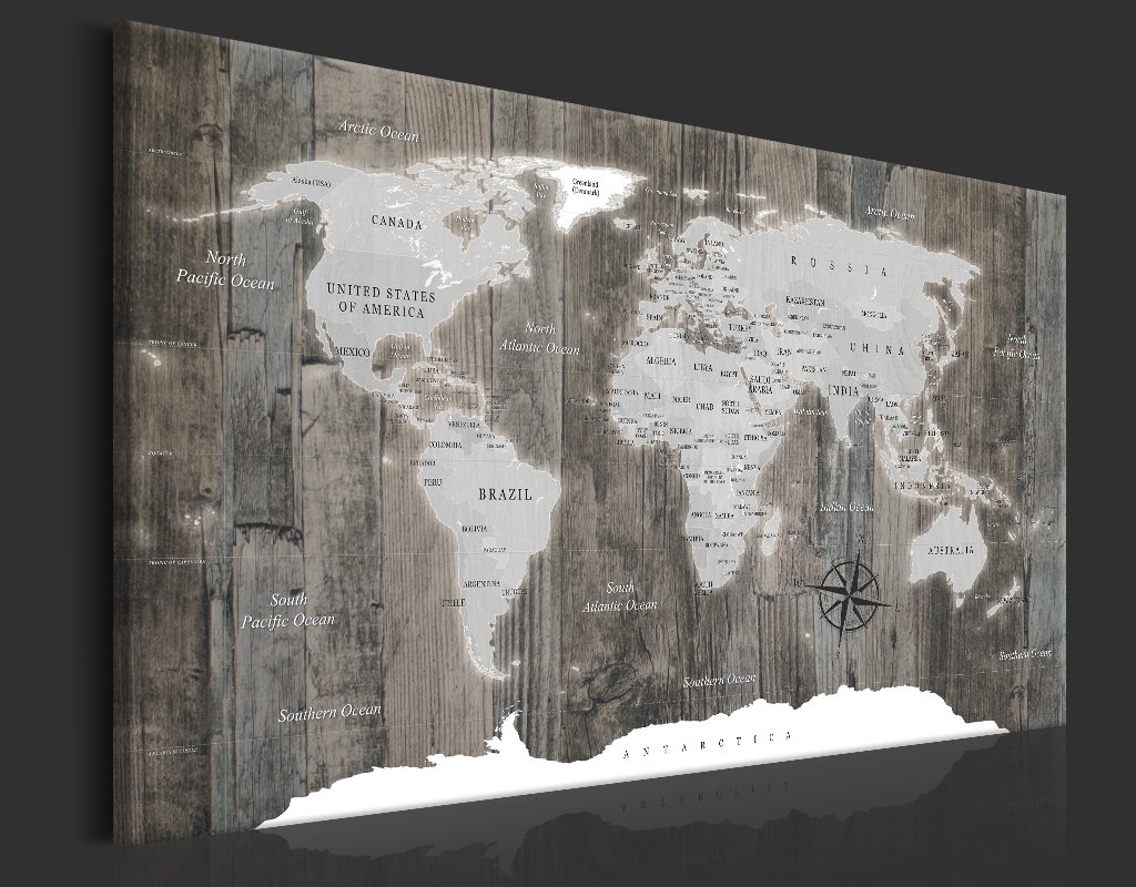 Artgeist Cork Board World Map 35x24 Inch - Canvas Print Wall Art with 50 Pins | Memo Board, Notice Board, Travel Map for Home & Office Decor | Perfect for Planning Trips, Displaying Photos & Organizing Notes