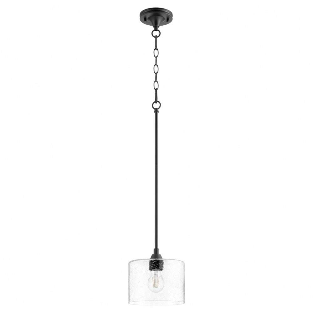 Quorum 3202-69 Black Transitional One Light Pendant - Dakota Collection Ceiling Light Fixture for Dining Room, Kitchen Island & Entryway Lighting