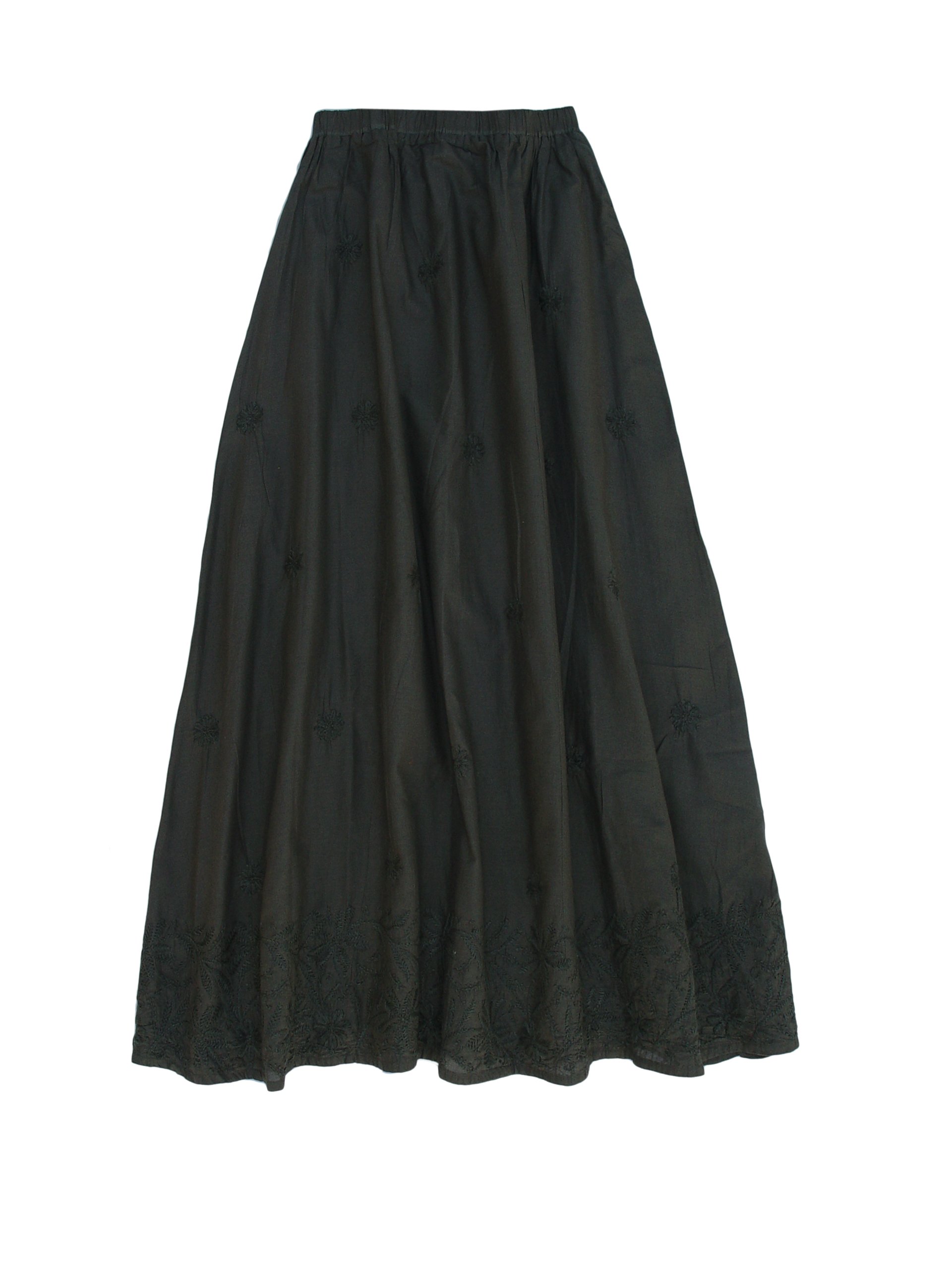 Ayurvastram Pure Cotton Hand Embroidered Long Skirt for Women - Boho Maxi Skirt with Intricate Embroidery - Perfect for Summer, Beach, Festivals & Boho Fashion