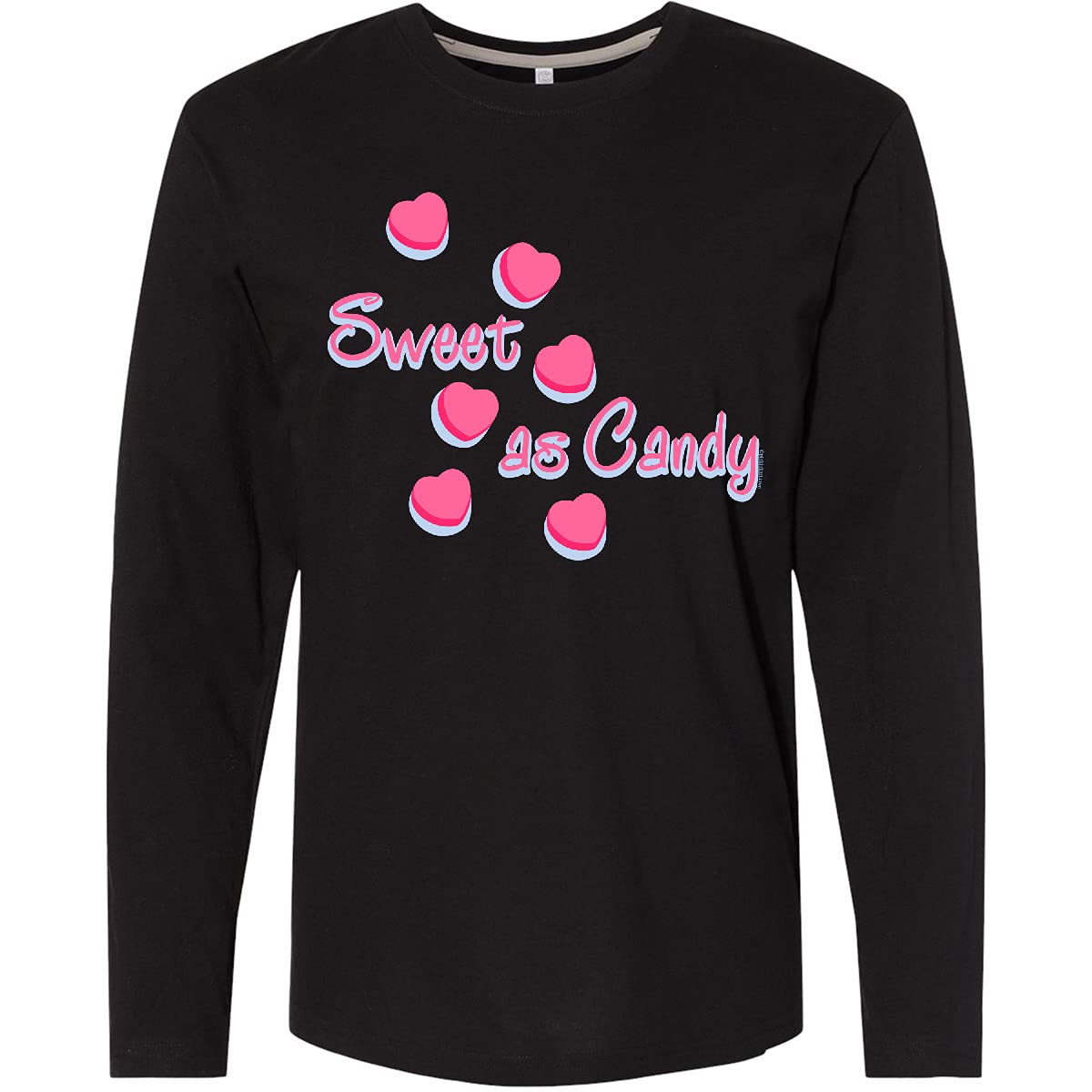 Inktastic Sweet As Candy Valentine Long Sleeve T-Shirt - Cute Valentine's Day Gift for Women, Couples Matching Outfits, Romantic Date Night Apparel