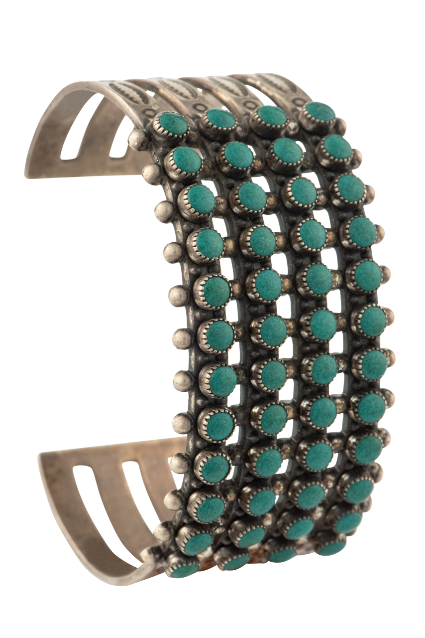Sleeping Beauty Turquoise Studded Cuff Bracelet for Women - Boho Chic Jewelry for Casual Wear & Special Occasions