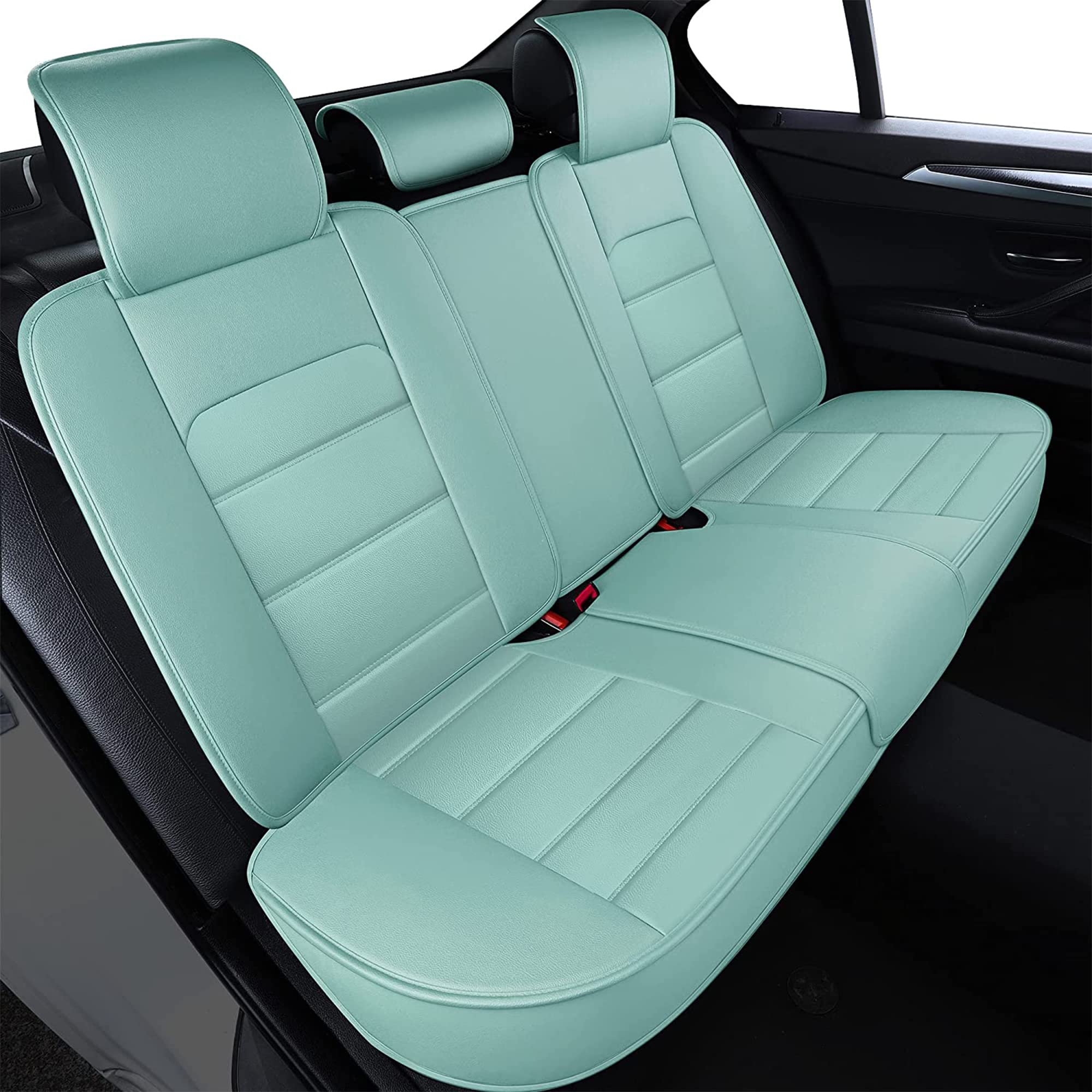 INCH EMPIRE Universal 5-Piece Car Seat Covers - Synthetic Leather Airbag-Compatible Protector for Sedans, SUVs & Trucks | All-Weather Adjustable Fit (Eggshell Blue) - Perfect for Daily Commutes, Road Trips & Family Travel
