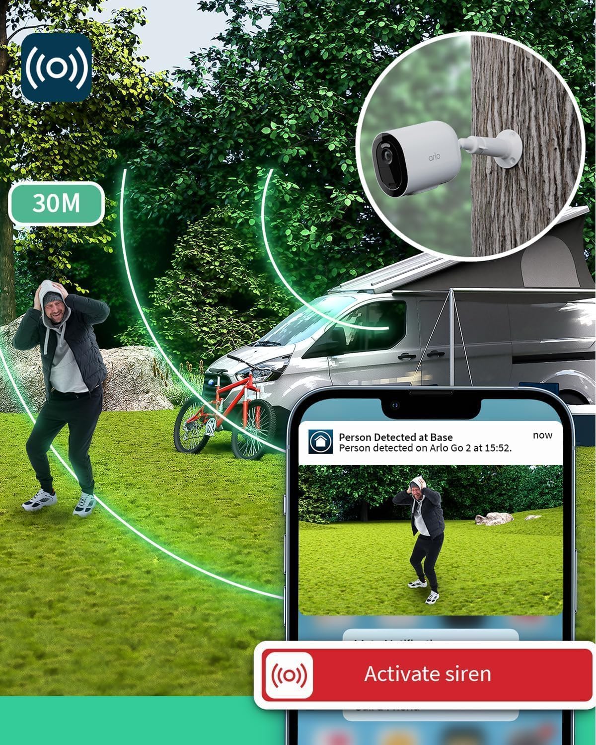 Arlo Go 2 3G/4G LTE Wireless Outdoor Security Camera with WiFi & SIM Card Slot - Weatherproof HD Surveillance with Spotlight, Loud Siren & Solar Charger - Ideal for Home, Garage & Remote Property Monitoring
