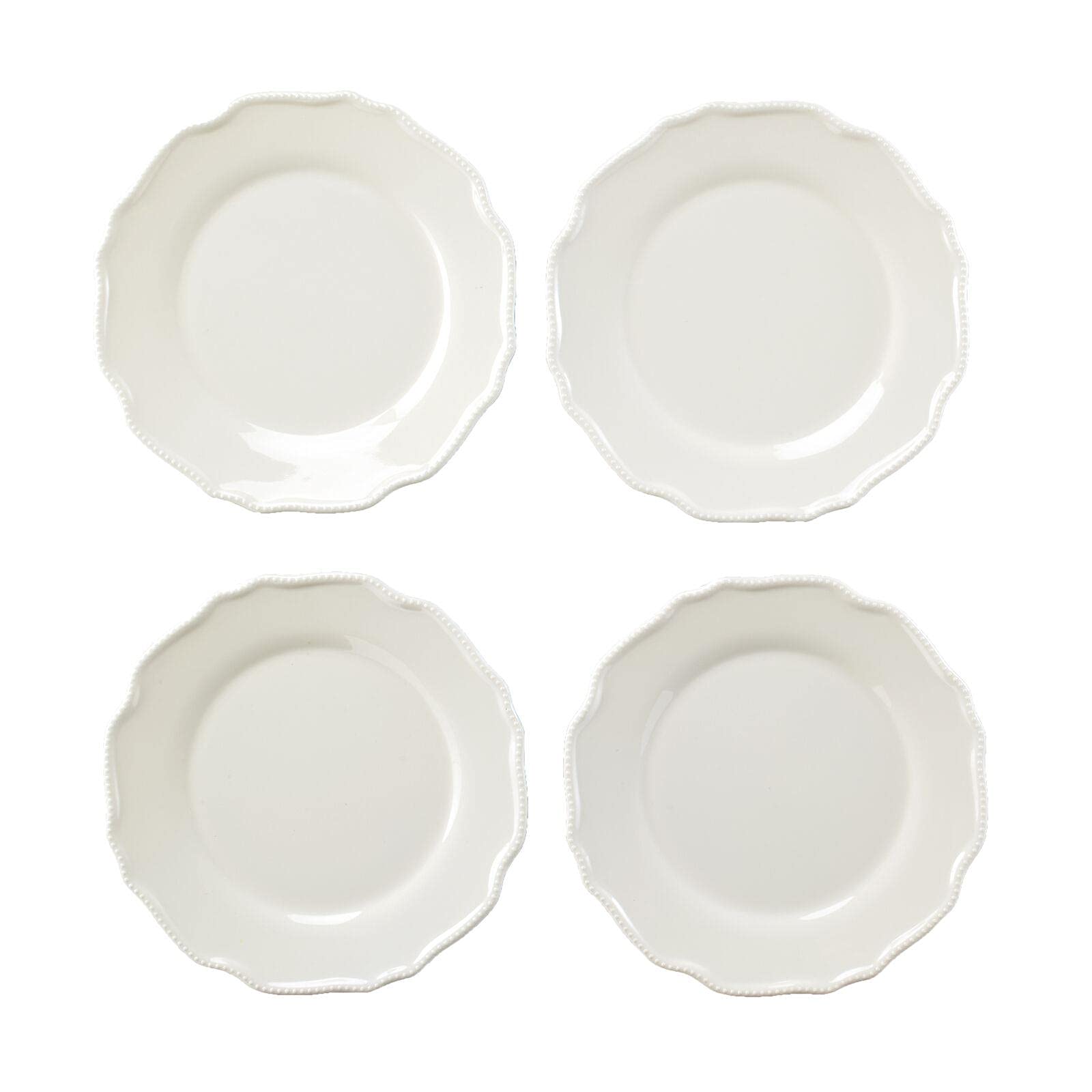 LokoshinA Ruffled Melamine Dinner Plates Set of 4 - Durable Beaded Rim Dishware for Casual Dining, Outdoor Picnics & Party Serving - Perfect for Everyday Meals, BBQs, and Special Occasions