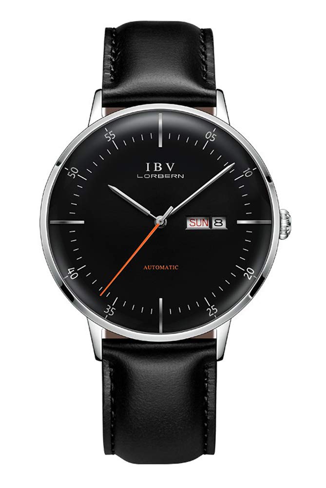 Luxury Automatic Watches for Men - Synthetic Sapphire Crystal, Genuine Leather Strap, Water Resistant Dress Watch (Model 6011G) - Perfect for Business, Formal Events & Everyday Wear