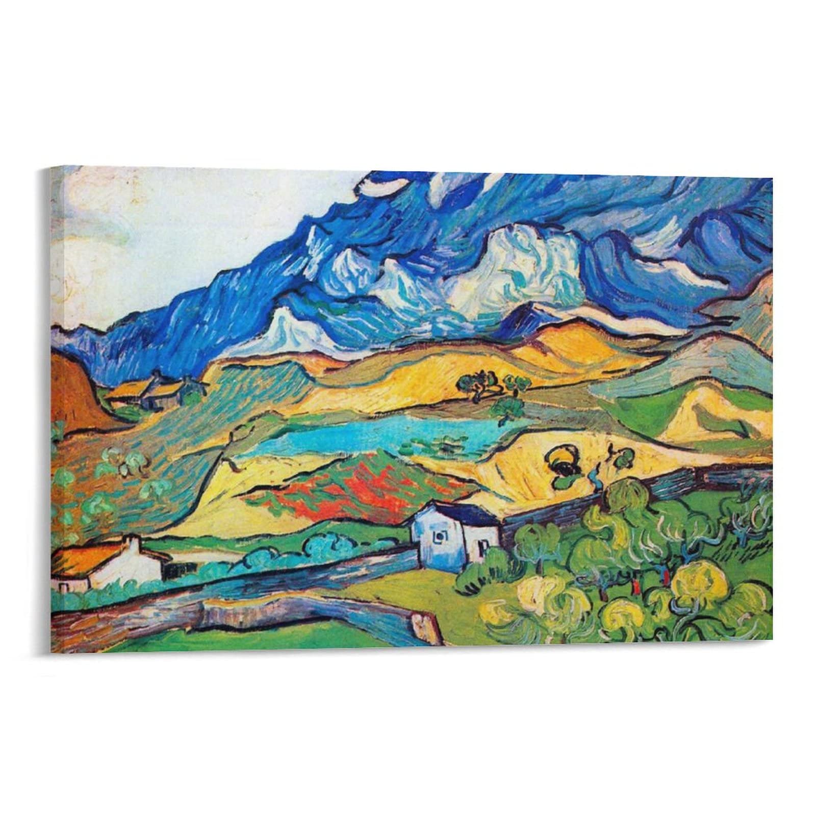 Vincent Van Gogh Les Alpilles Mountain Landscape near Saint-Remy Canvas Art Print - Framed/Unframed 24x36 inch (60x90cm) - Modern Wall Decor for Living Room, Bedroom & Office - Perfect Home Aesthetic Gift for Art Lovers