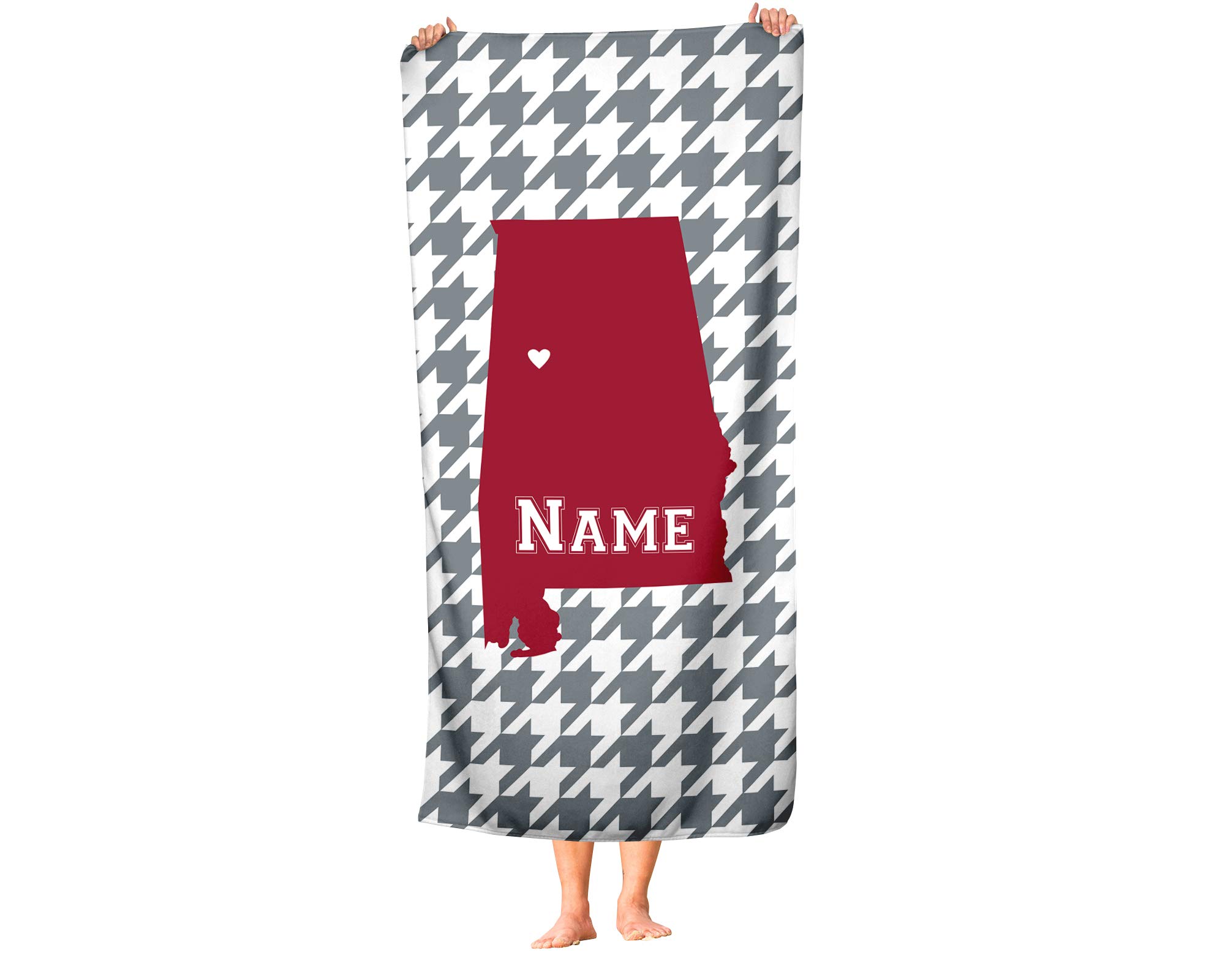 Custom Alabama State Pride Beach & Bath Towel - Personalized Medium & Large Towels for Adults & Kids - Perfect for College Football, Basketball Games, Pool Days & Beach Trips