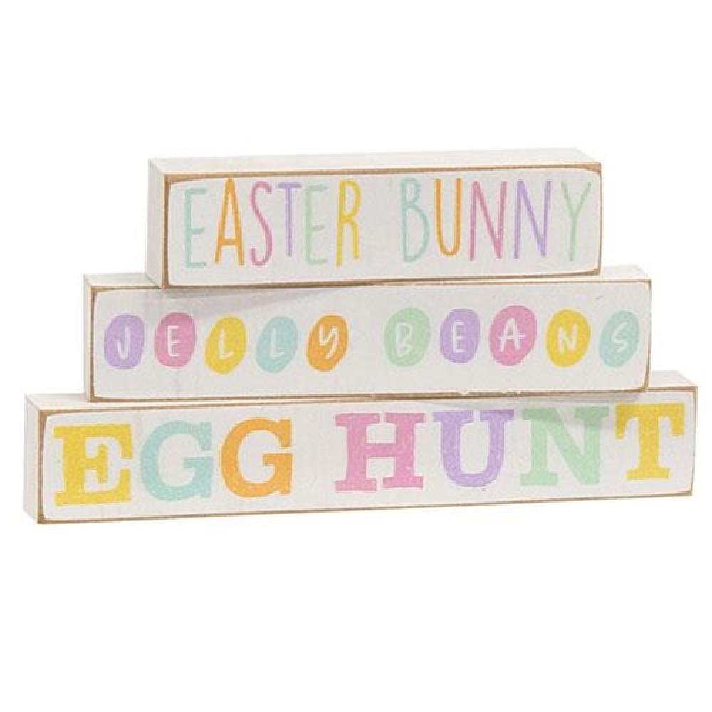 3-Piece Easter Bunny Pastel Block Stackers - Wooden Stacking Toys for Toddlers, Easter Basket Stuffers & Spring Home Decor