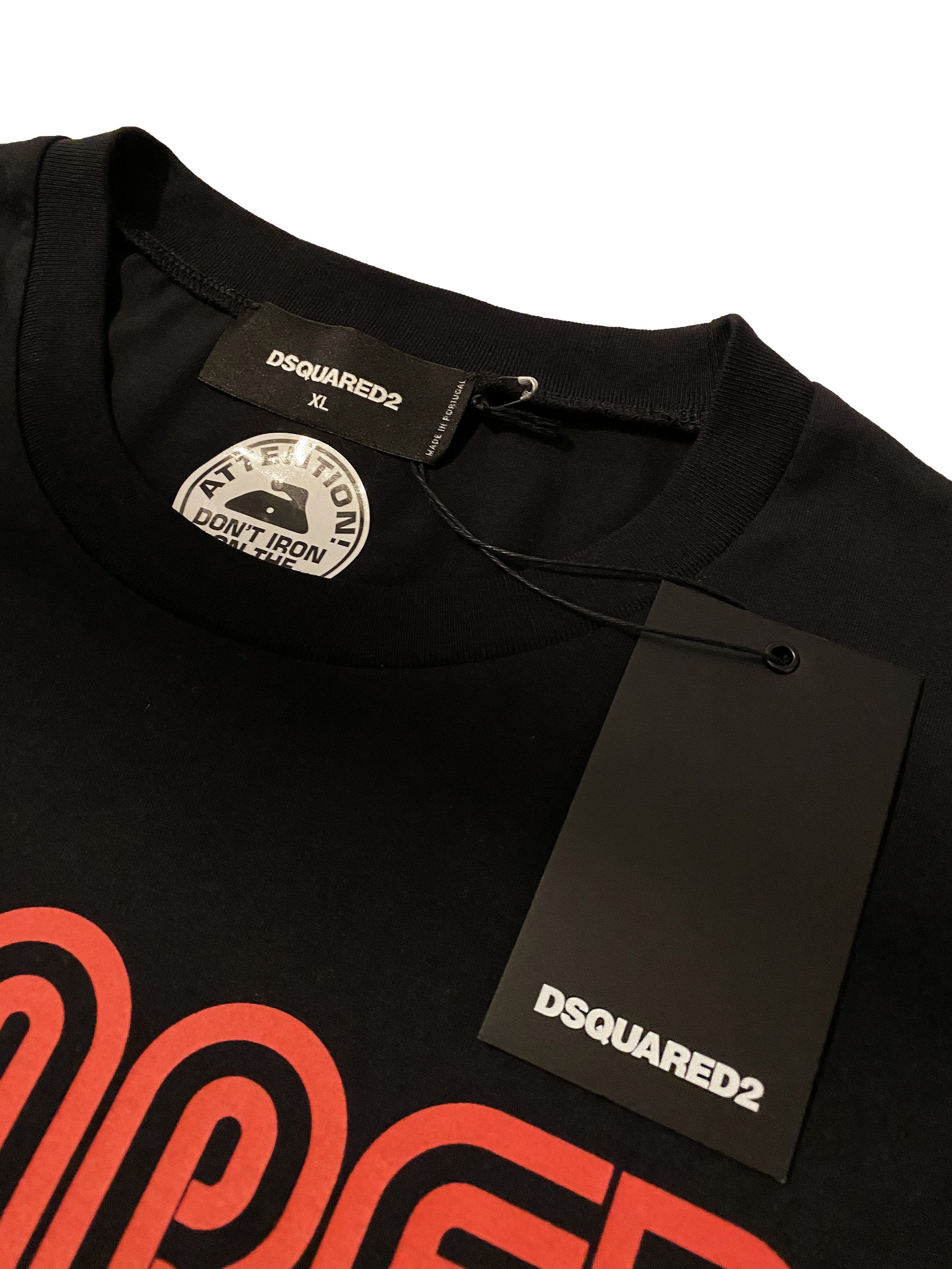 DSQUARED2 Black Multi Logo T-Shirt for Men - Stylish Graphic Tee with Brand Logos - Perfect for Casual Wear, Street Style & Everyday Outfits