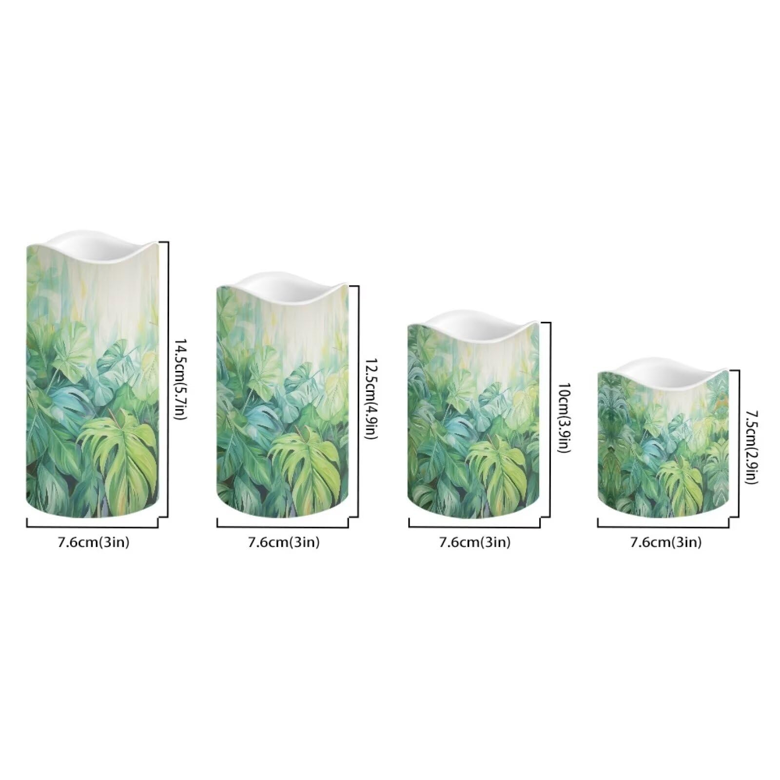 Ystardream Tropical Leaf Flameless LED Candles - Set of 4 Battery Operated Candles with Remote & Timer, Realistic Decorative Flameless Candles for Home, Wedding, Birthday Party Decor - Perfect for Centerpieces, Romantic Dinners & Holiday Ambiance