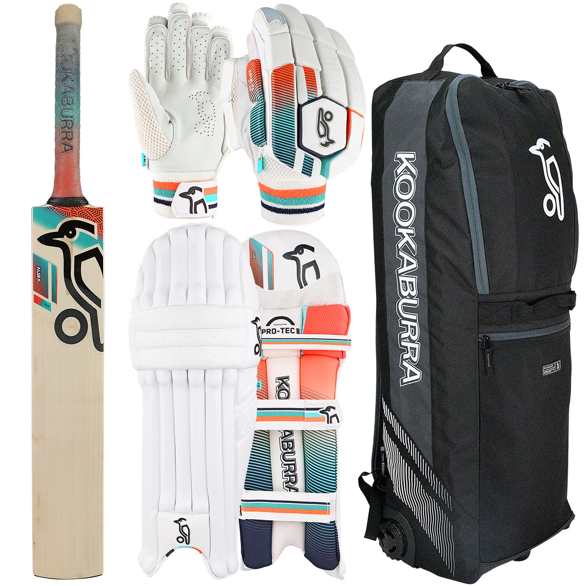 Kookaburra Aura 4.1 Cricket Bat Set with Gloves, Pads & Carry Bag - Premium Cricket Equipment for Practice & Matches