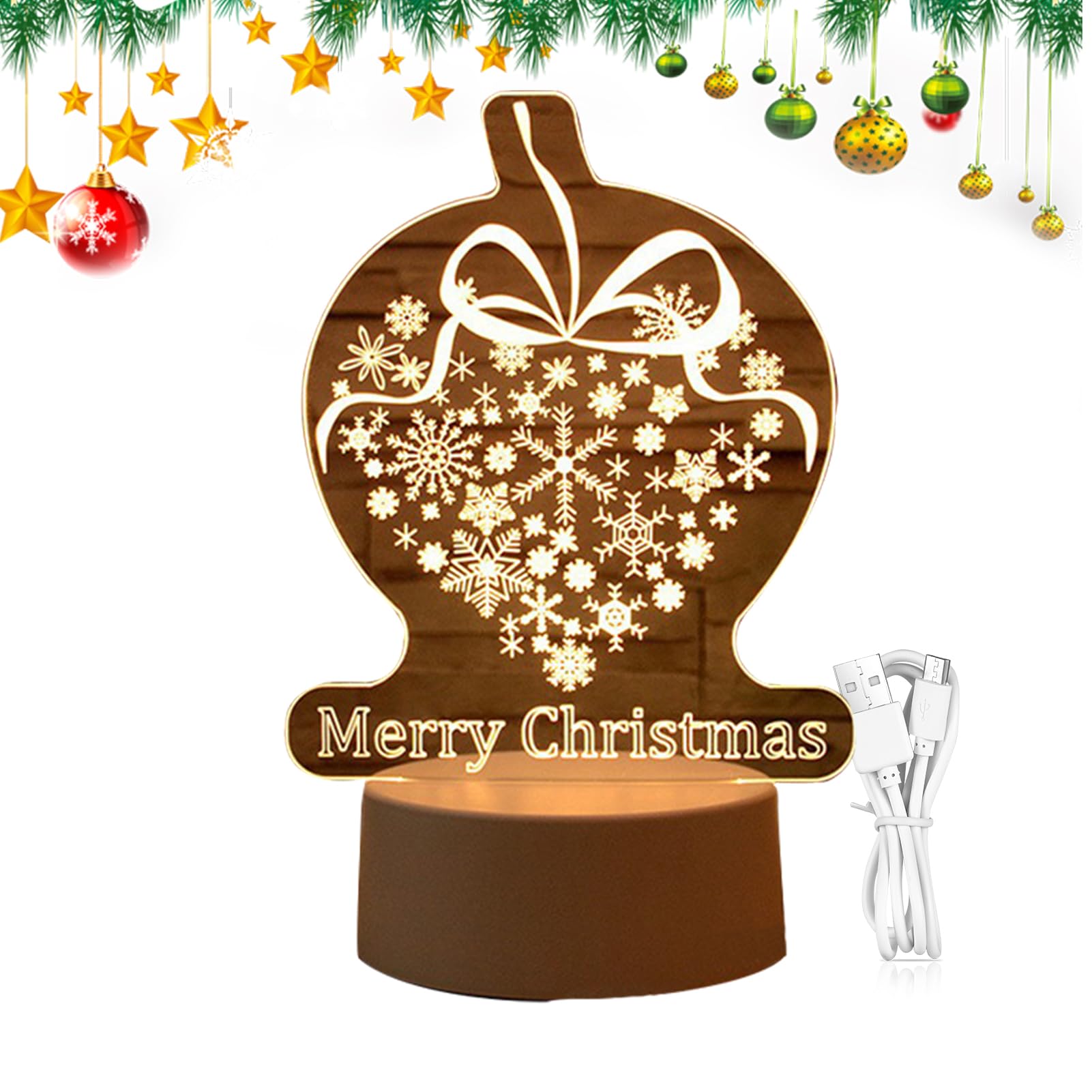 Christmas Decoration Lamp - Acrylic Touch Control Desk Lamp with 16 Colors, USB Powered Holiday Decor for Living Room, Bedroom, Kids Room - Perfect for Christmas Tree Lighting, Gift Wrapping & Cozy Winter Nights