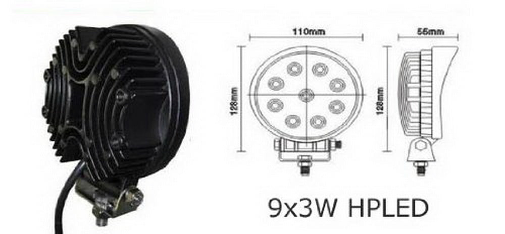 27W High Power Round LED Work Light for SUV, 4x4 Truck, Tractor & Boat - Waterproof Off-Road Lighting for Camping, Hunting & Marine Use