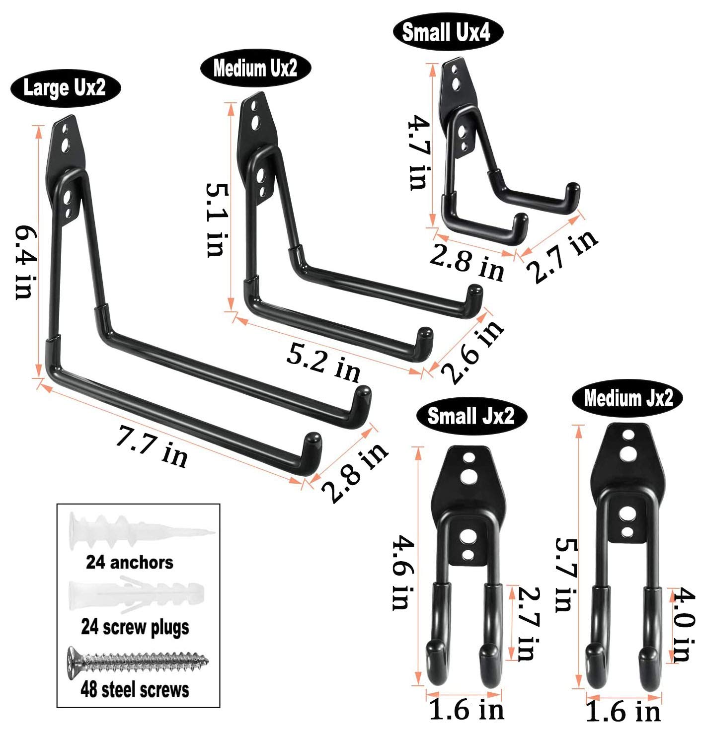 12 Pack Heavy Duty Iron Garage Storage Hooks with Anti-Slip Coating - Wall Mount Utility Hooks for Garage, Tool Organization, Ladders, Bikes & Garden Tools - Perfect for Home, Workshop & Outdoor Storage (Black)
