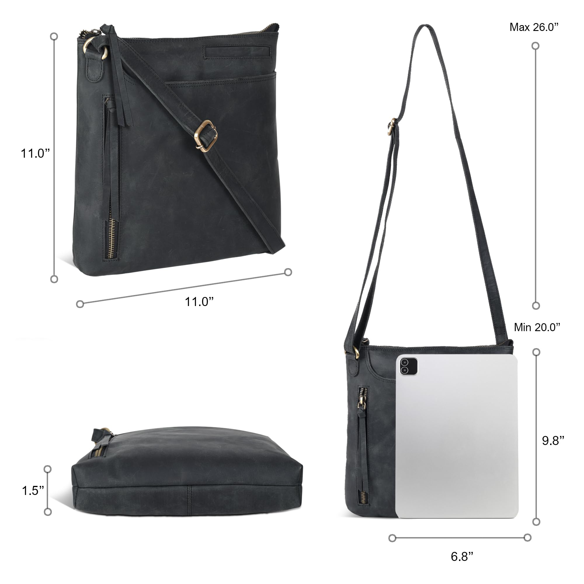 Stylish Leather Crossbody Bags for Women - Fashionable Sling Handbags with Adjustable Strap - Medium Size Shoulder Purse for Everyday Use | Perfect for Work, Travel & Shopping